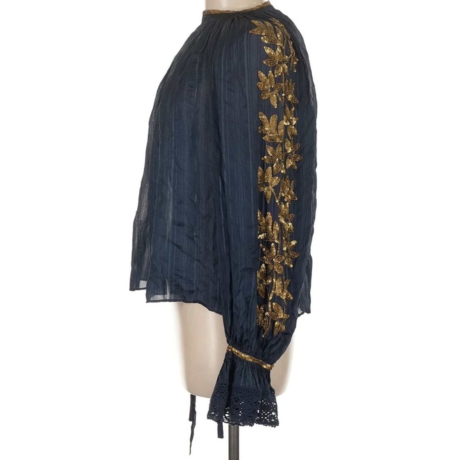 Ulla Johnson Ulla Johnson Marguerite Sequin Detail Blouse - Size 8 - Blue Size M / US 6-8 / IT 42-44 - 5 Thumbnail