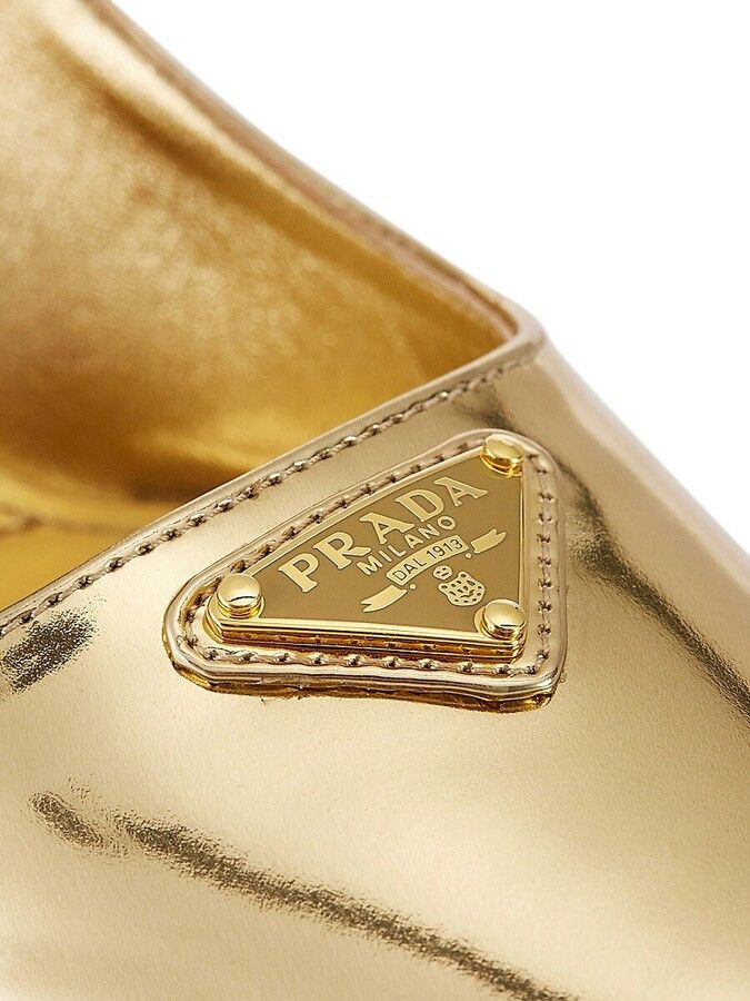 Prada o1w1db11124 Metallic Leather Pumps in Gold Size US 7 / IT 37 - 3 Thumbnail