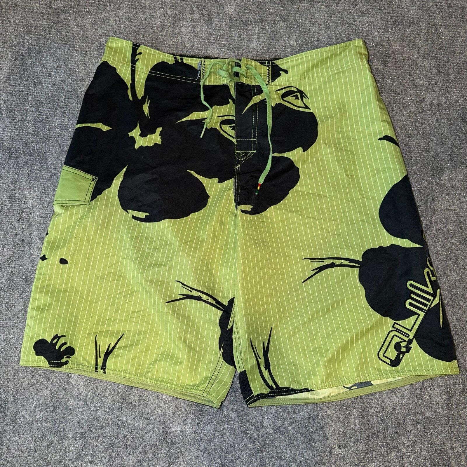 Quiksilver Quiksilver Green Floral Surf Board Shorts Mens XL y2k Size US 36 / EU 52 - 1 Thumbnail