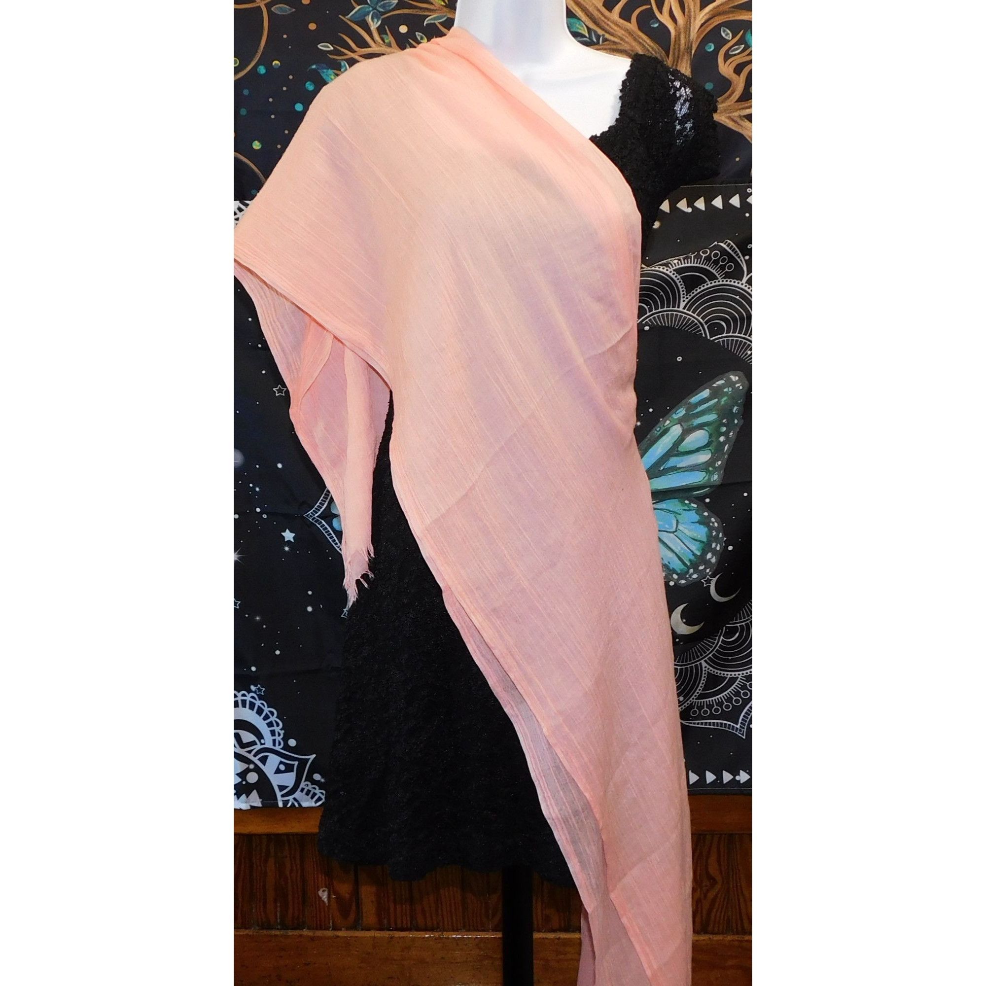 Other Coquette Scrunched Light Pink Lightweight Scarf With Fringe Size ONE SIZE - 2 Thumbnail