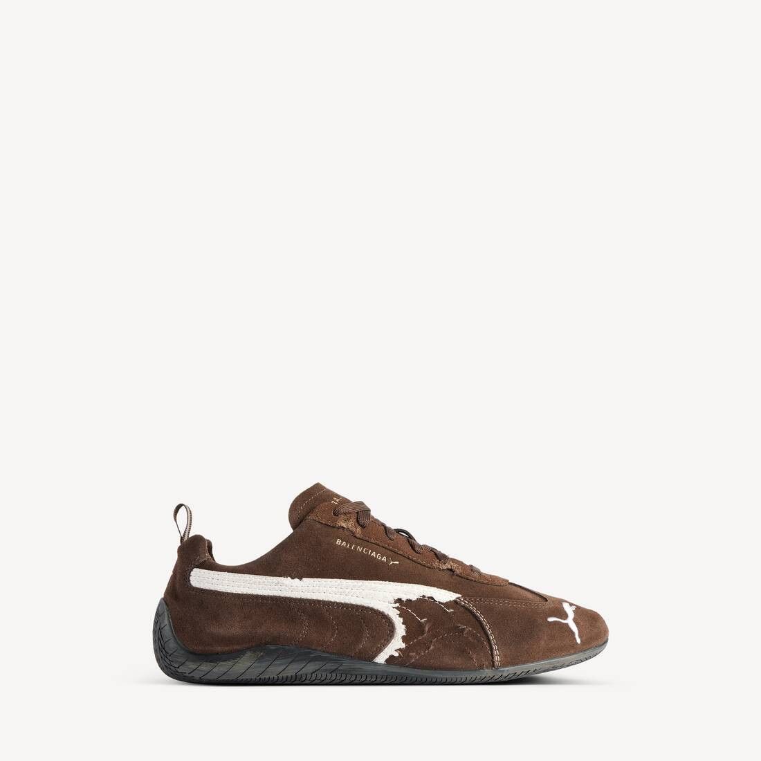 Balenciaga × Puma o1w1db10326 Speedcat Suede Sneakers in Brown/White Size US 7 / EU 40 - 1 Thumbnail