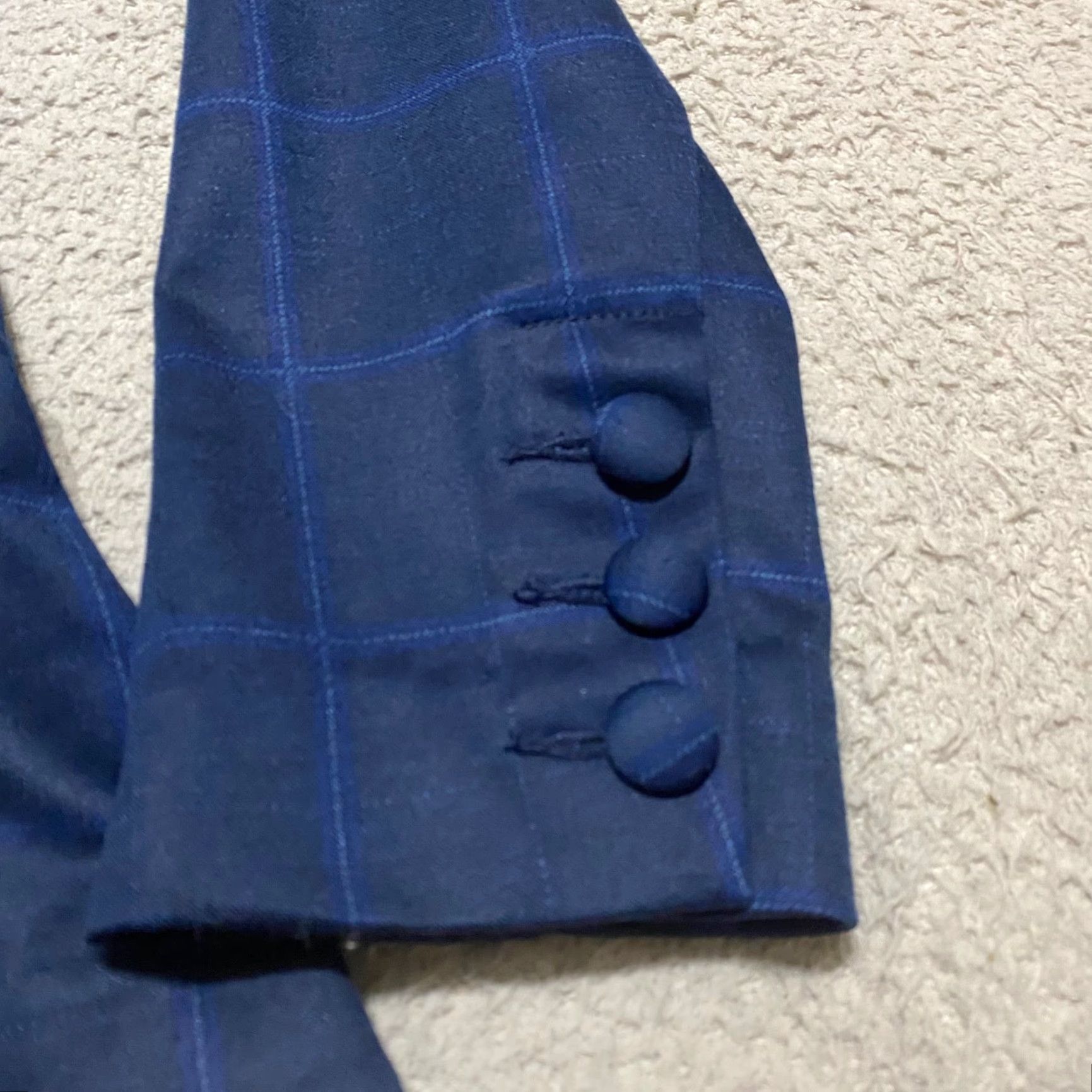 Vintage CAbi Womens Blazer 6 Blue Plaid Windowpane 1 Button Lightweight Size M / US 6-8 / IT 42-44 - 4 Thumbnail