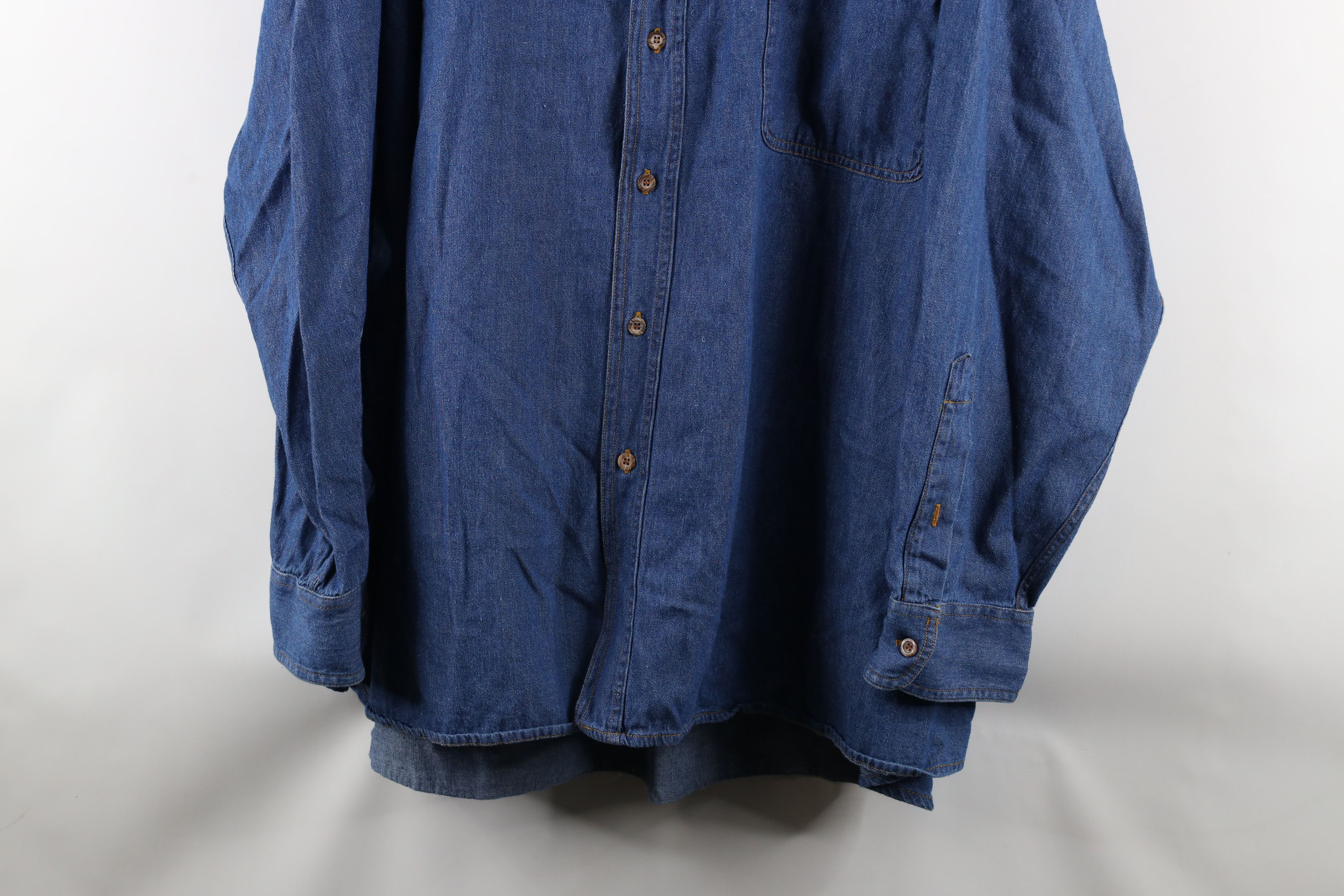 Vintage Vintage 90s Streetwear Denim Jean Button Down Shirt Blue Size US XXL / EU 58 / 5 - 3 Thumbnail