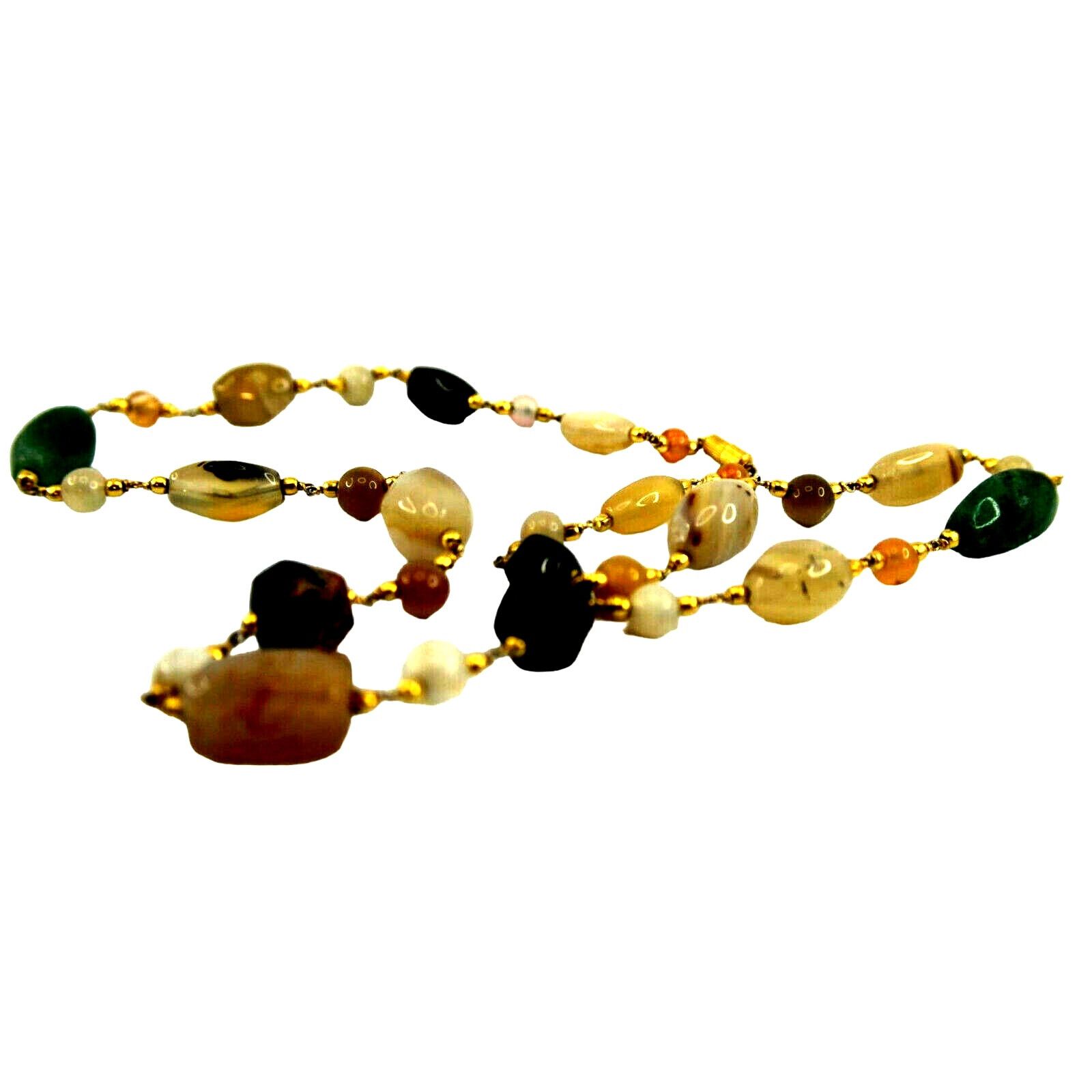 Other Multi-Colored Agate Green Black White Peach Beige Necklace Size ONE SIZE - 2 Thumbnail