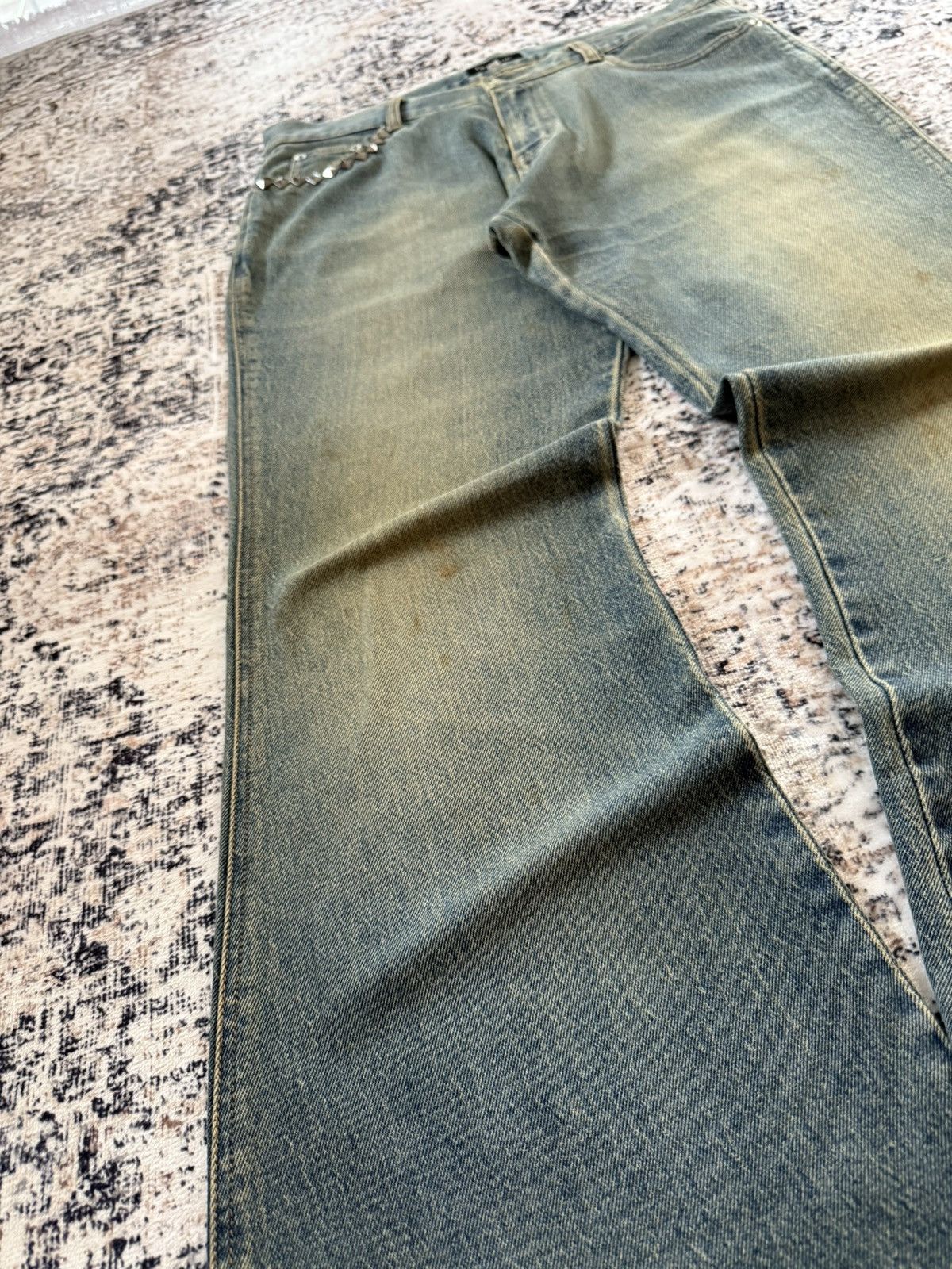 If Six Was Nine Livre Claire Japan Muddy Wash Studded Flared Jeans Size US 32 / EU 48 - 11 Thumbnail