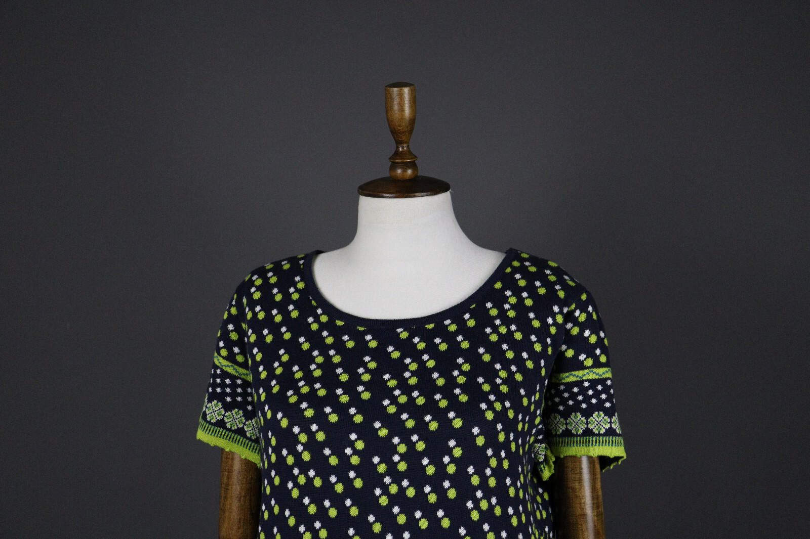 Designer Deerberg by Oska Colorful Green Floral Knit Dress Size L Size L / US 10 / IT 46 - 1 Thumbnail