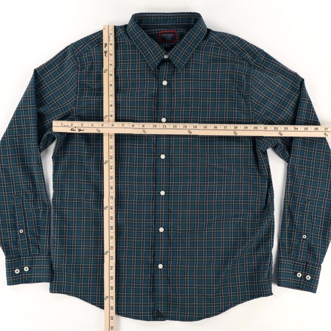UNTUCKit Untuckit Norante Slim Fit Polyester Plaid Button Up Shirt Green XL Men's Size US XL / EU 56 / 4 - 3 Thumbnail
