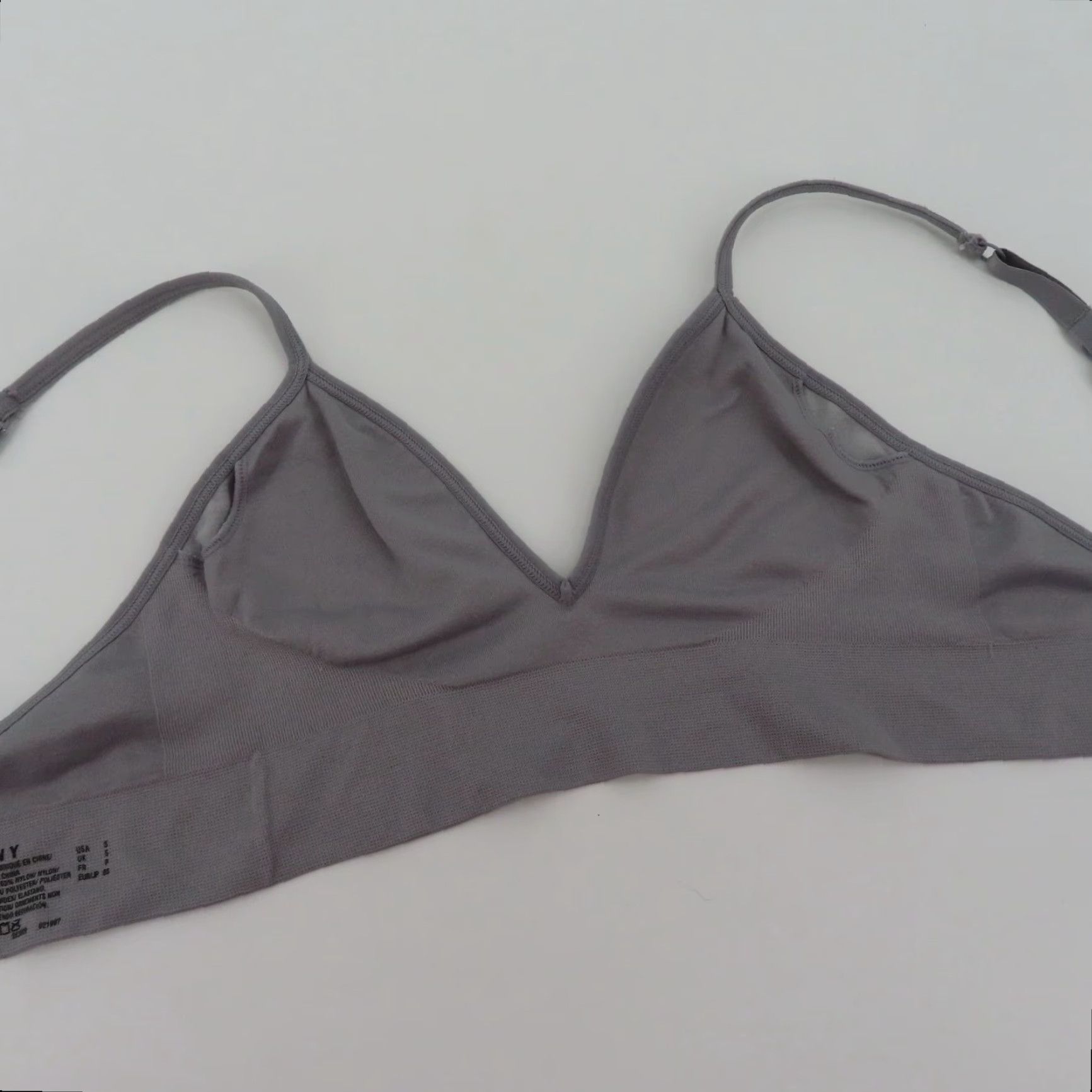 DKNY DKNY Womens Small 021987 Solid Gray White Logo Wireless Wire Free Bralette Bra Shirt? Size ONE SIZE - 5 Thumbnail