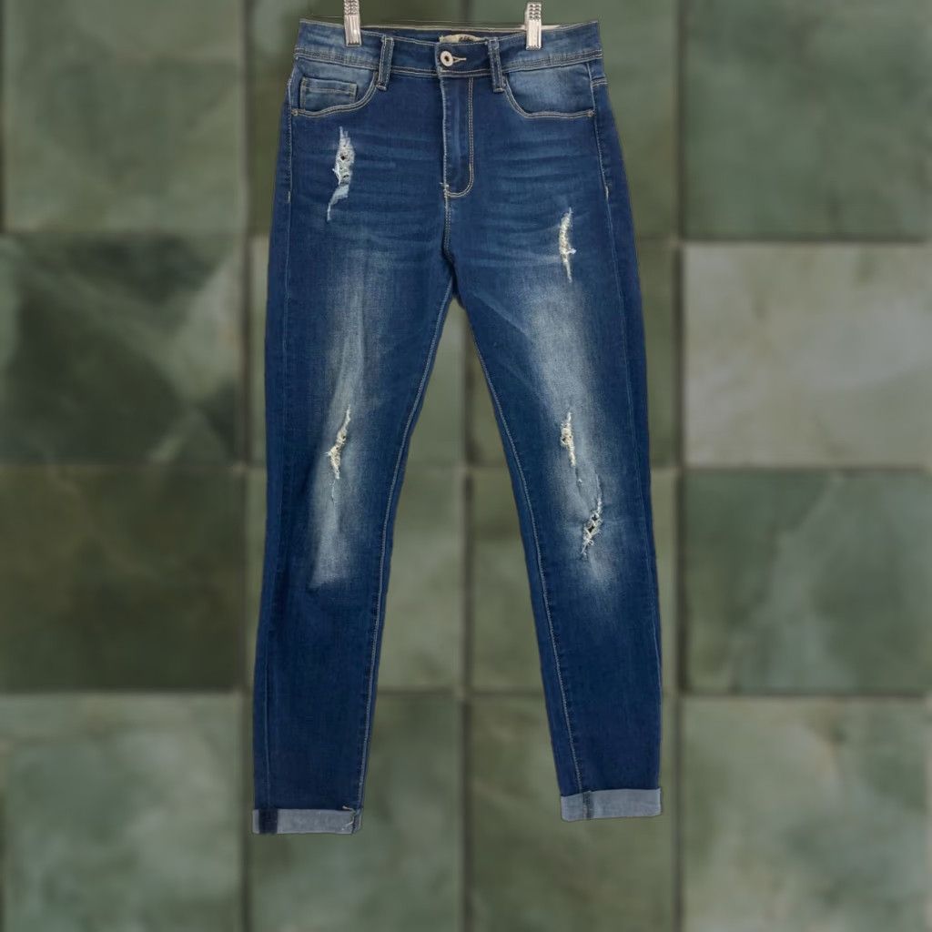 Vintage California Vintage Womens Light Blue Ripped Knee Skinny Jeans Size 27" / US 4 / IT 40 - 1 Thumbnail