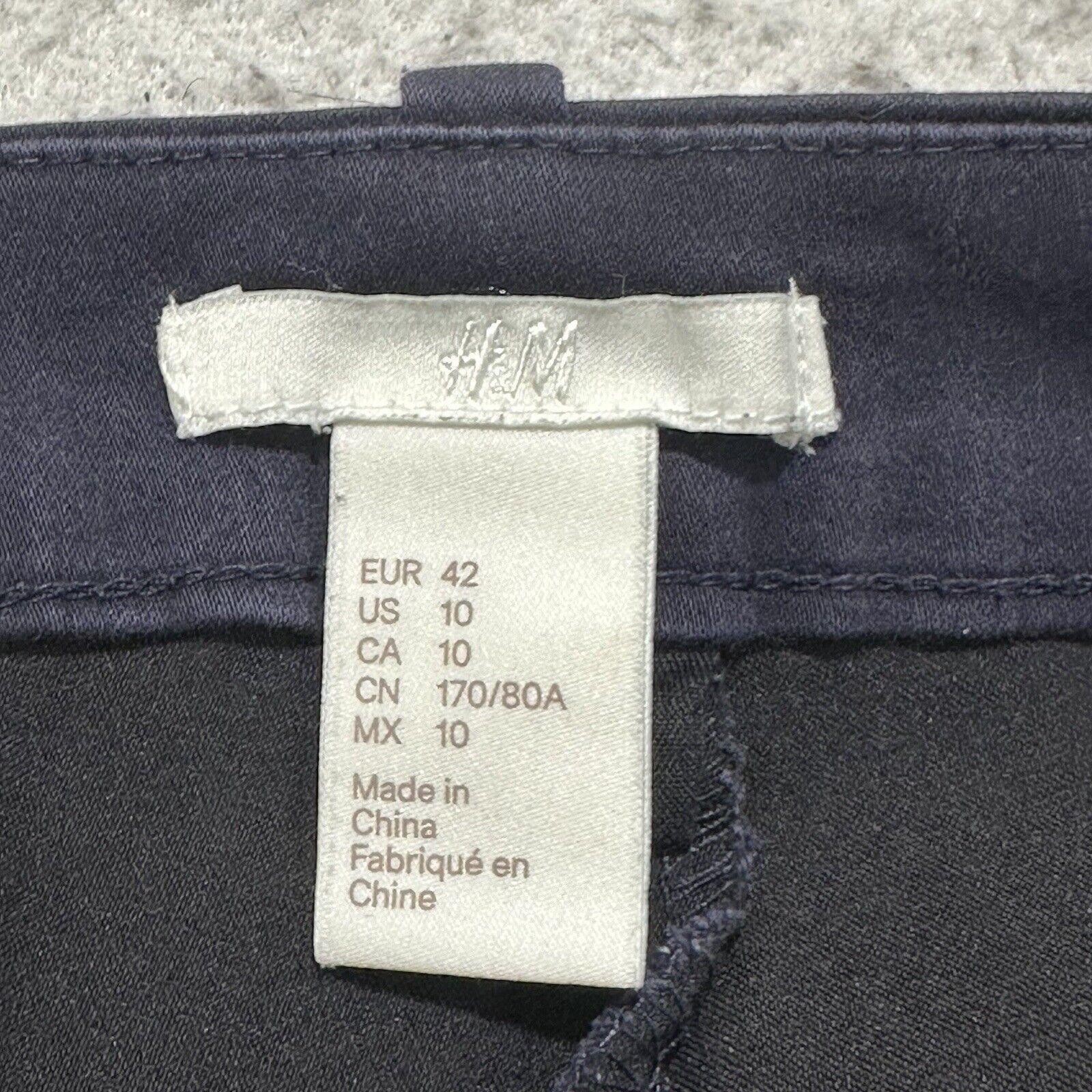H&M H&M 10 Navy Blue Slim Leg Dress Pants 32x26 Stretch Career Size 32" / US 10 / IT 46 - 5 Thumbnail