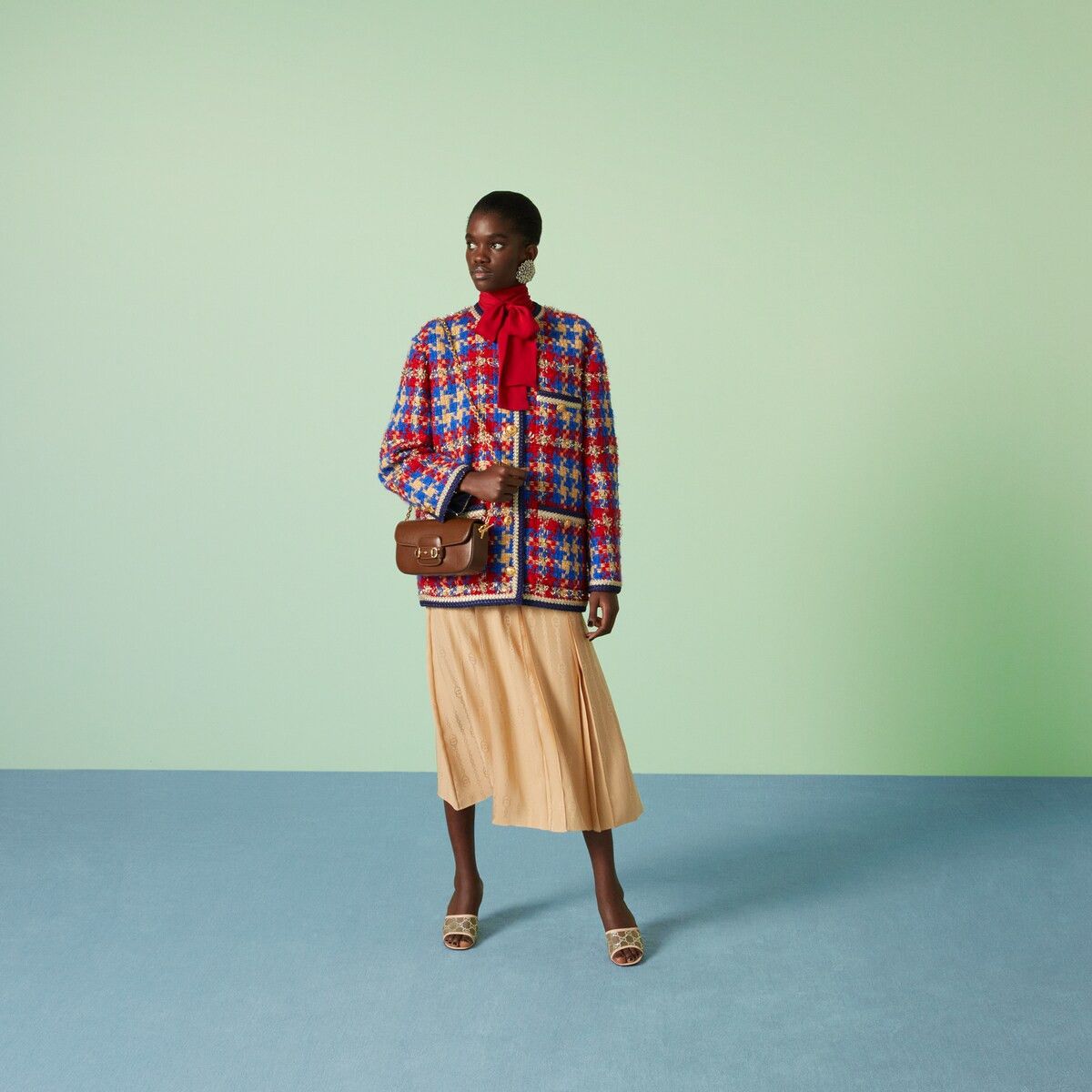 Gucci 38 XS - Gucci Lame Check Wool Tweed Jacket Red Blue Yellow Size XS / US 0-2 / IT 36-38 - 2 Thumbnail