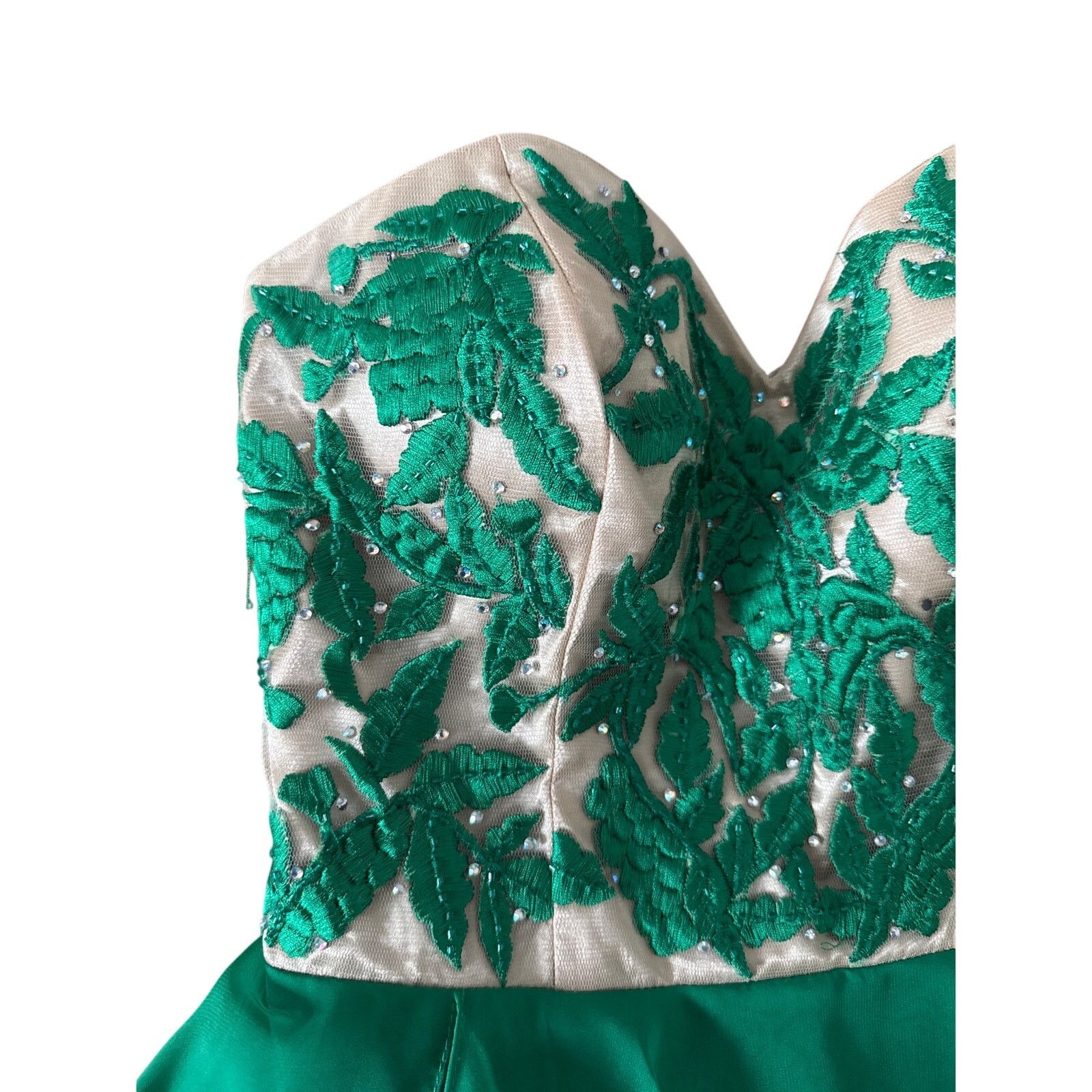 Other Sherri Hill Emerald green beaded flower sweetheart mini Size M / US 6-8 / IT 42-44 - 3 Thumbnail