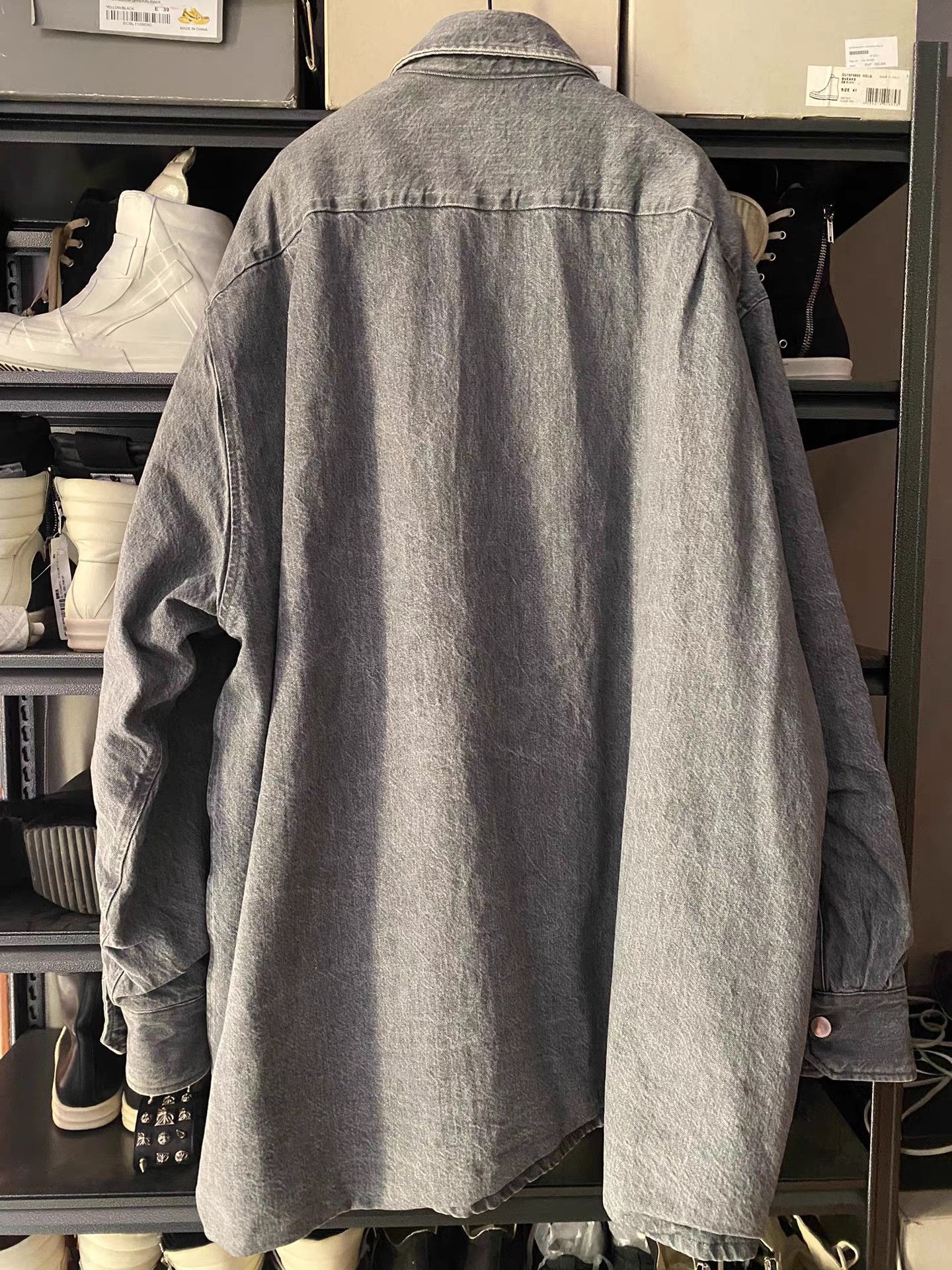 Raf Simons Raf Simons 21AW Washed Gray Leather Tag Shirt Size US M / EU 48-50 / 2 - 2 Thumbnail