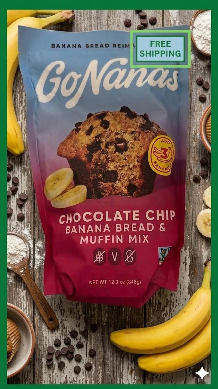 Other Go Nanas Chocolate Chip Banana Bread Mix Muffin Mix 12.3 oz Size ONE SIZE - 1 Thumbnail