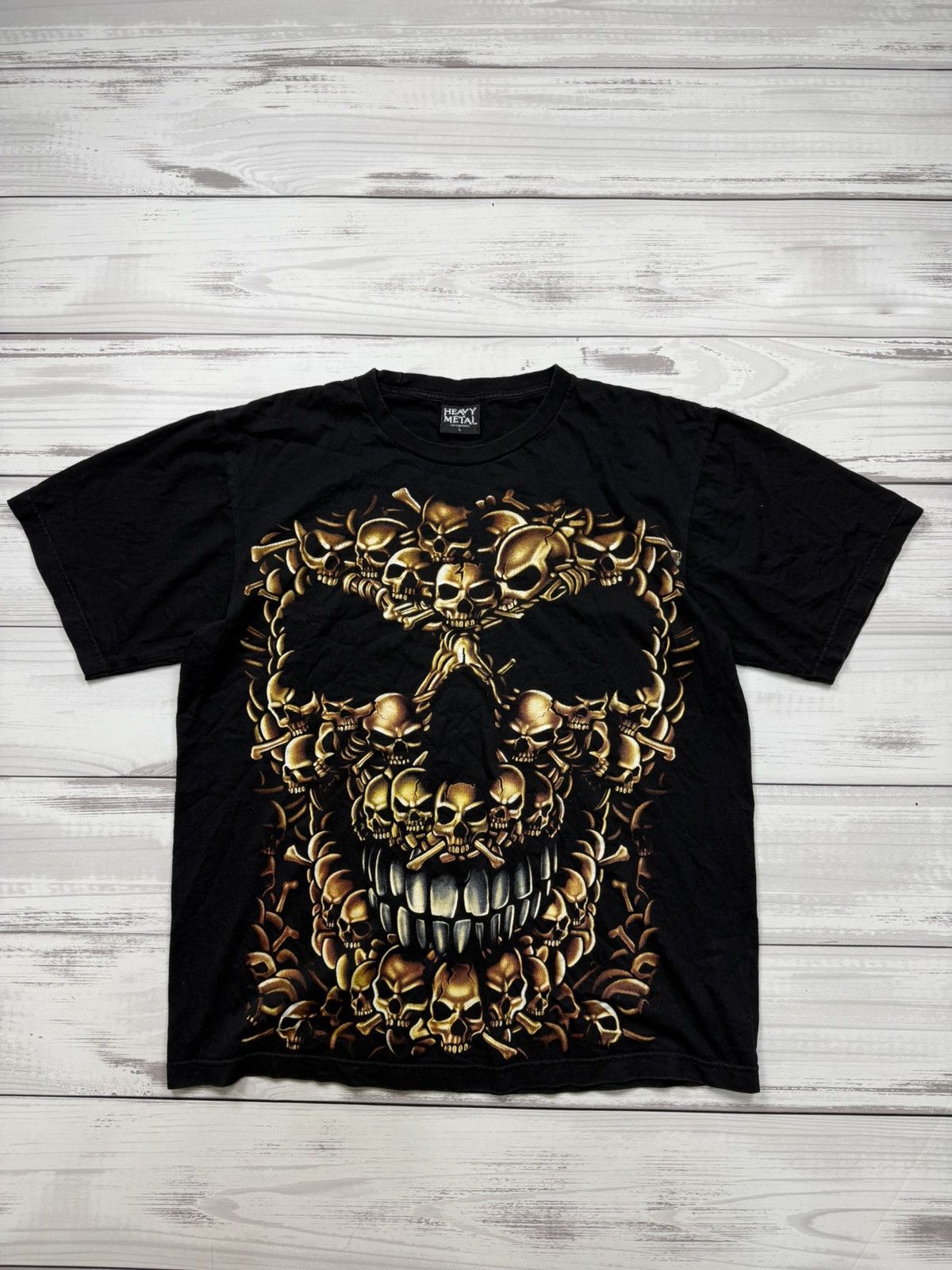 Liquid Blue Skull Black T shirt Double Sided Graphic