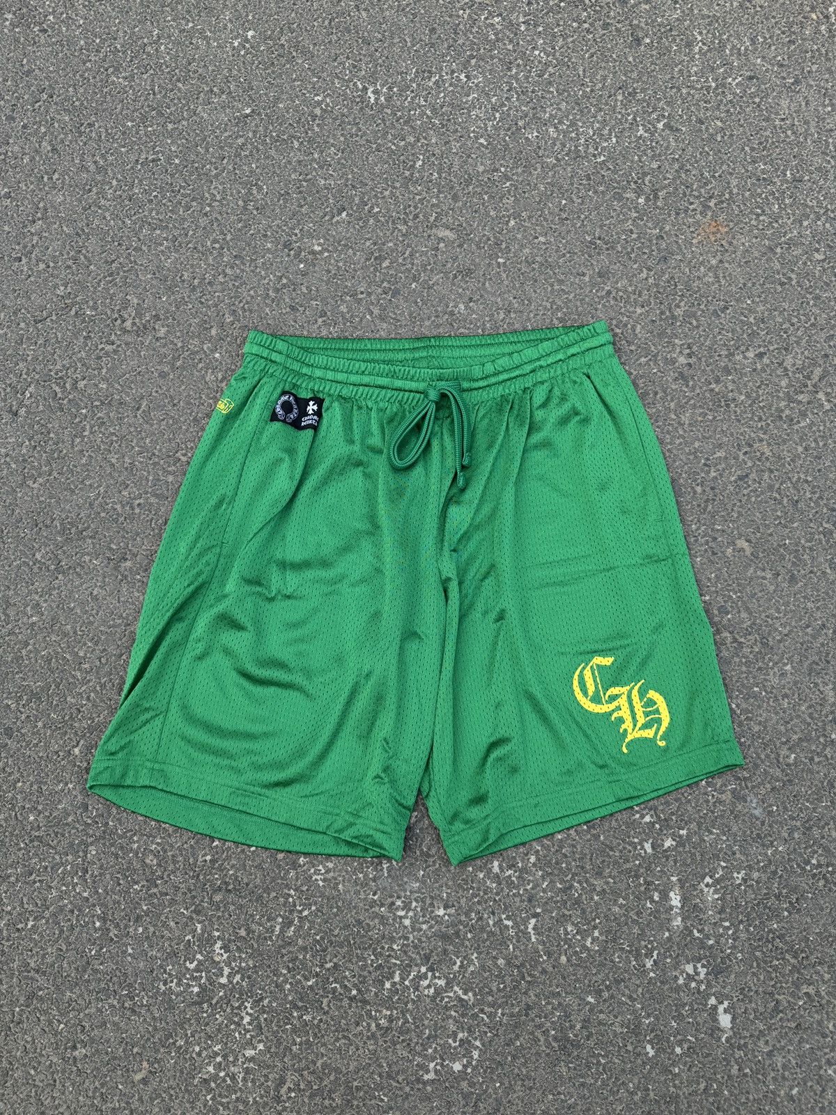 image of Chrome Hearts Green Yellow Mesh Shorts Sz. XL in Blue, Men's (Size 36)