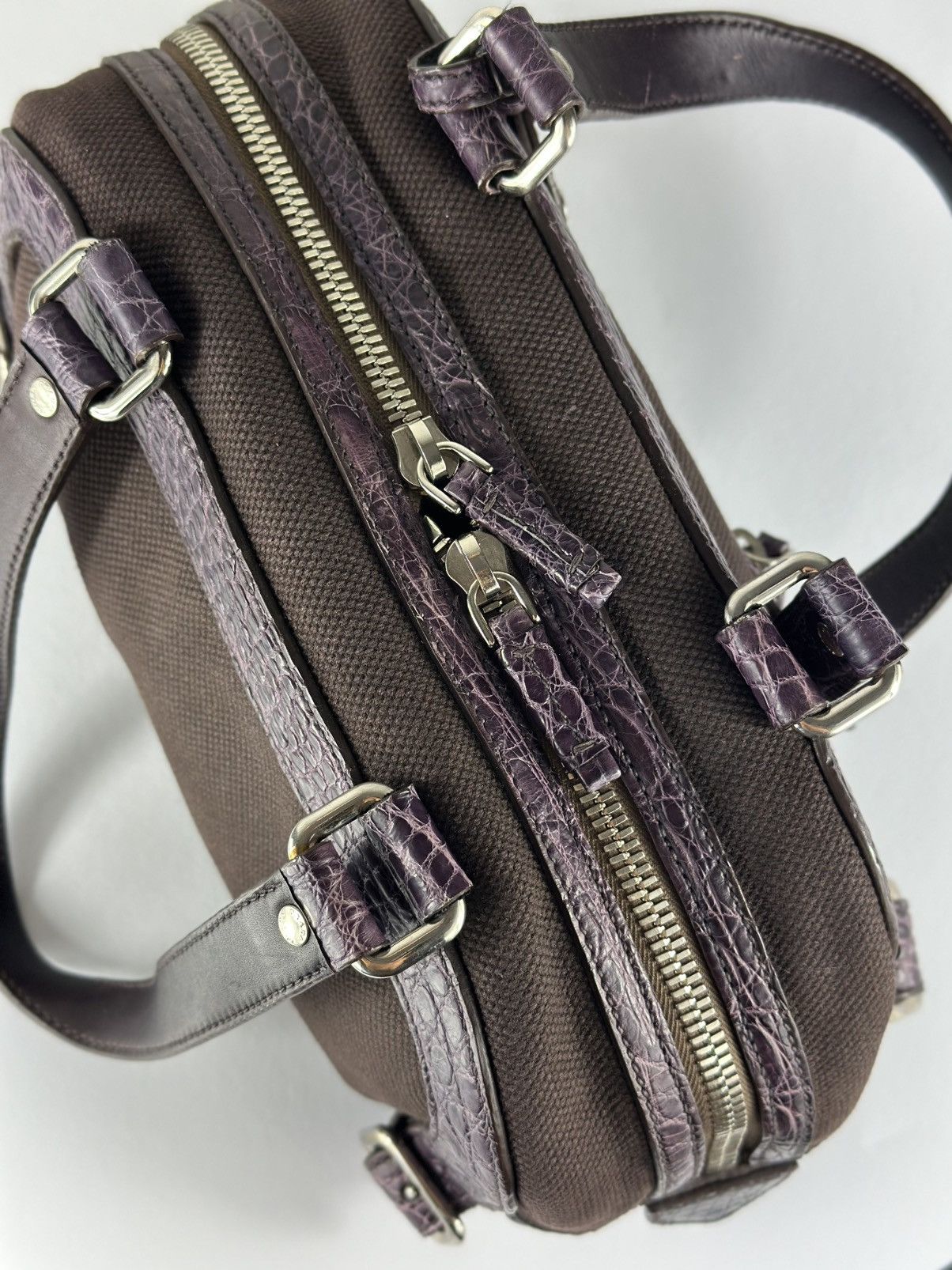Prada PRADA - Shoulder Bag Crocodile Leather Bowler Satchel Buckle Size ONE SIZE - 12 Thumbnail