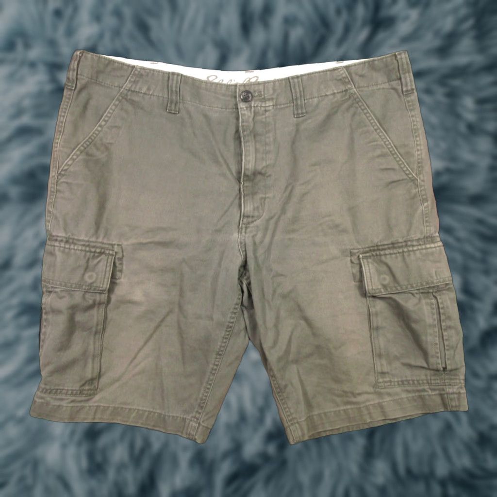 Eddie Bauer Eddie Bauer Shorts Mens 39 Gray Cotton Canvas Cargo Pocket Outdoor Outdoor Hiking Casual Mid 39in Waist Regular Flat Front Zip Cargo Pockets Mens Size US 39 - 1 Thumbnail