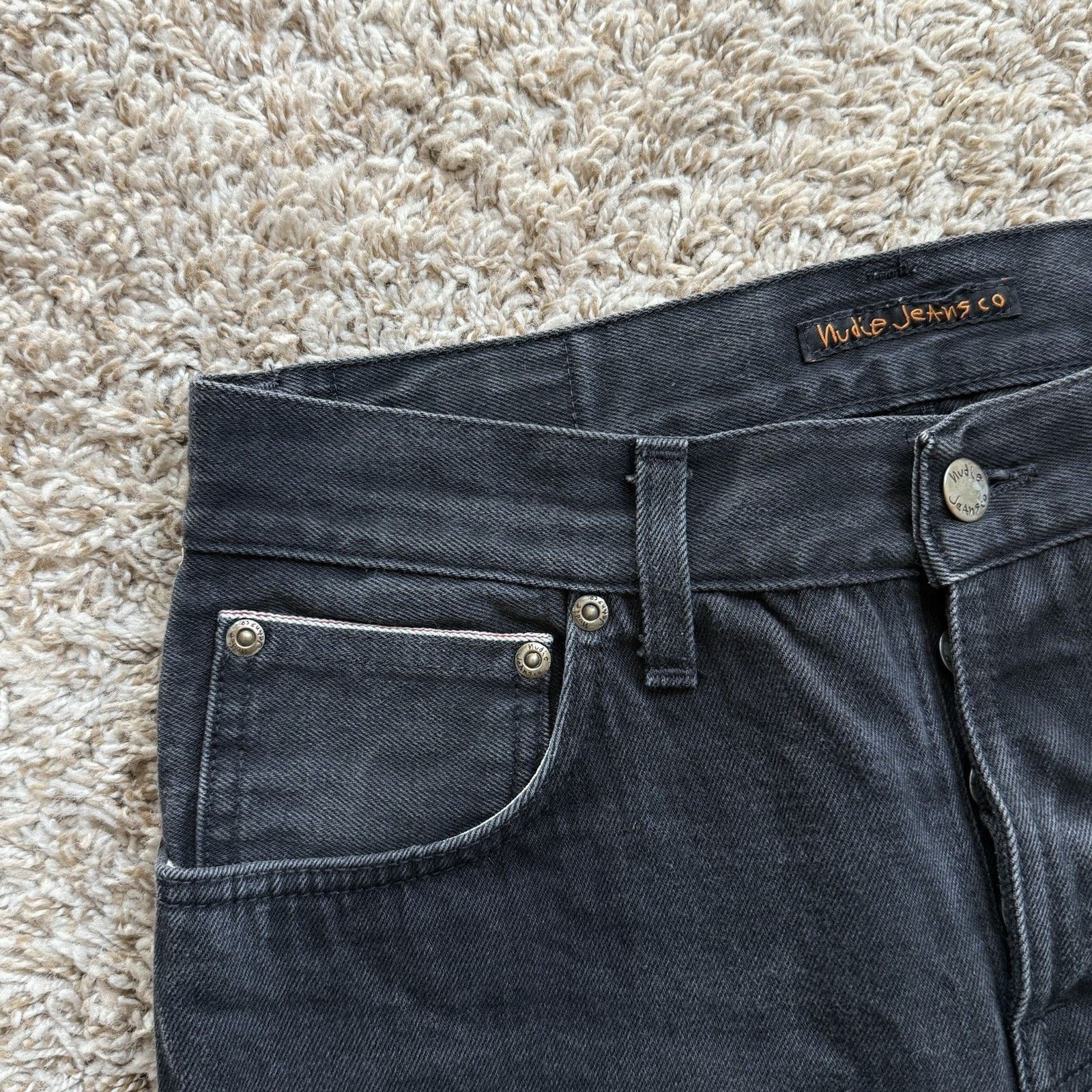Nudie Jeans Nudie Jeans Grim Tim Dry Black Selvedge Denim Jeans 30x30 Size US 30 / EU 46 - 3 Thumbnail