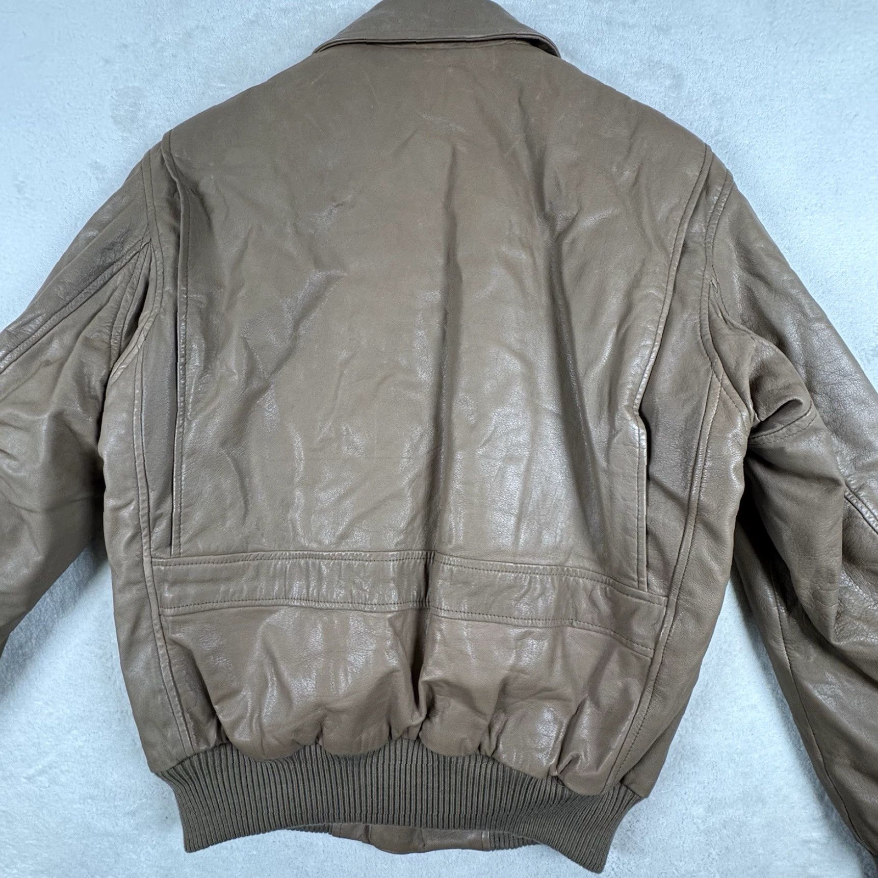 Vintage VINTAGE Patrick James Leather Jacket Mens Jacket Bomber Beig e Tan Brown Sable M Zip Collared Thin? Size US M / EU 48-50 / 2 - 3 Thumbnail