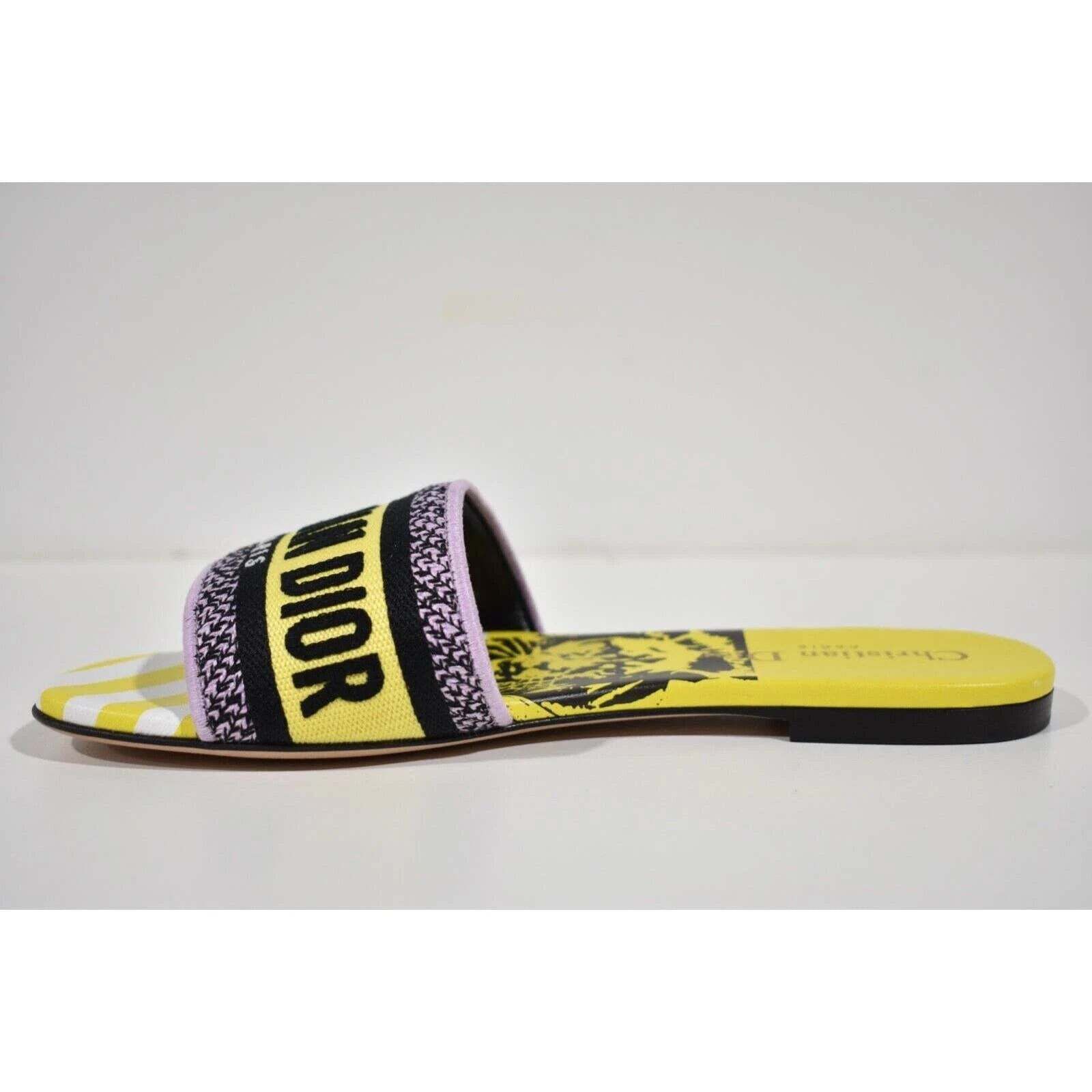 Dior Dway Jungle Embroidered Logo Slide Flat Sandal 38.5 Size US 9.5 / IT 39.5 - 9 Thumbnail