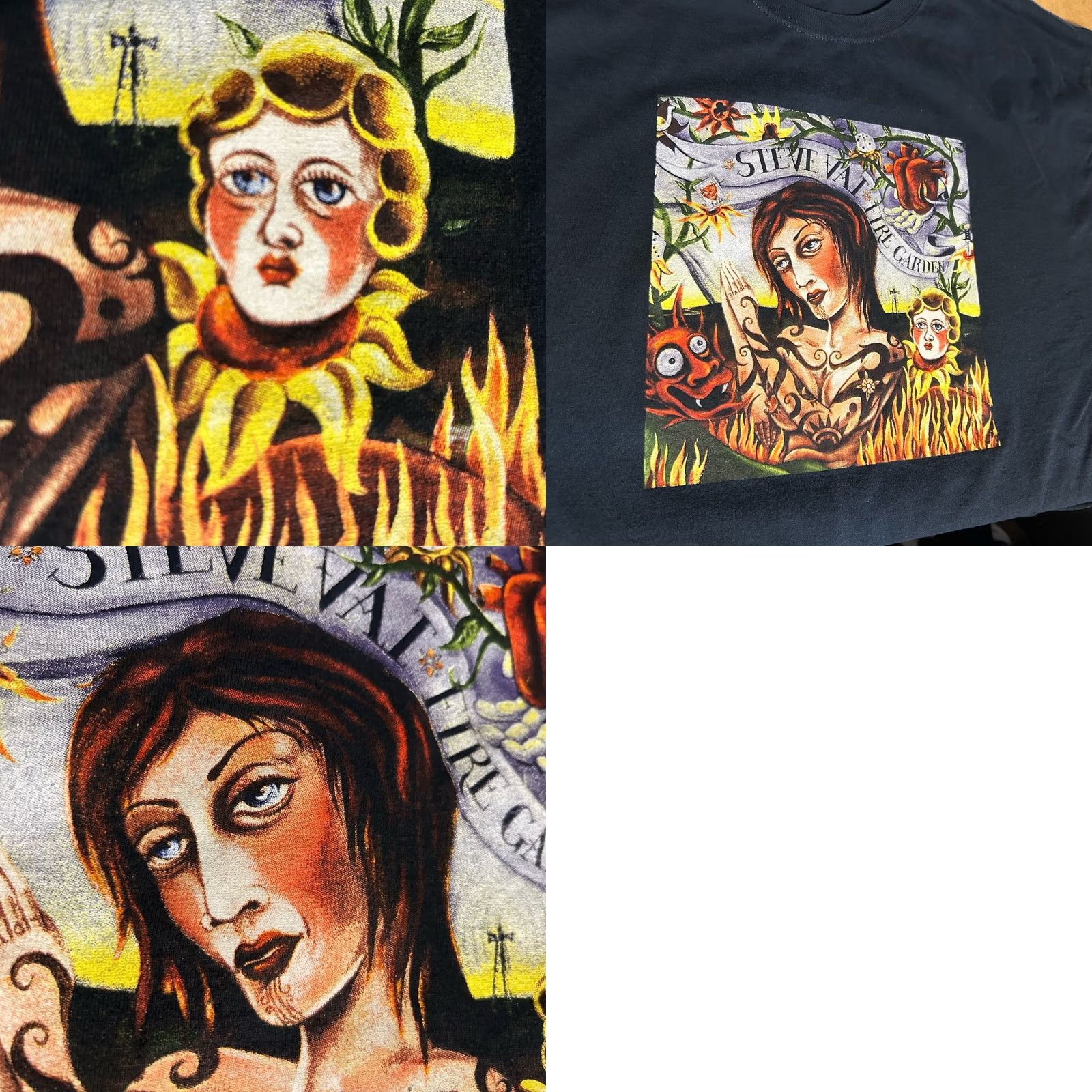 Vintage VINTAGE Steve Vai Fire Garden Cover Shirt Men XL Black Short Sleeve Double Sided Size US XL / EU 56 / 4 - 10 Thumbnail