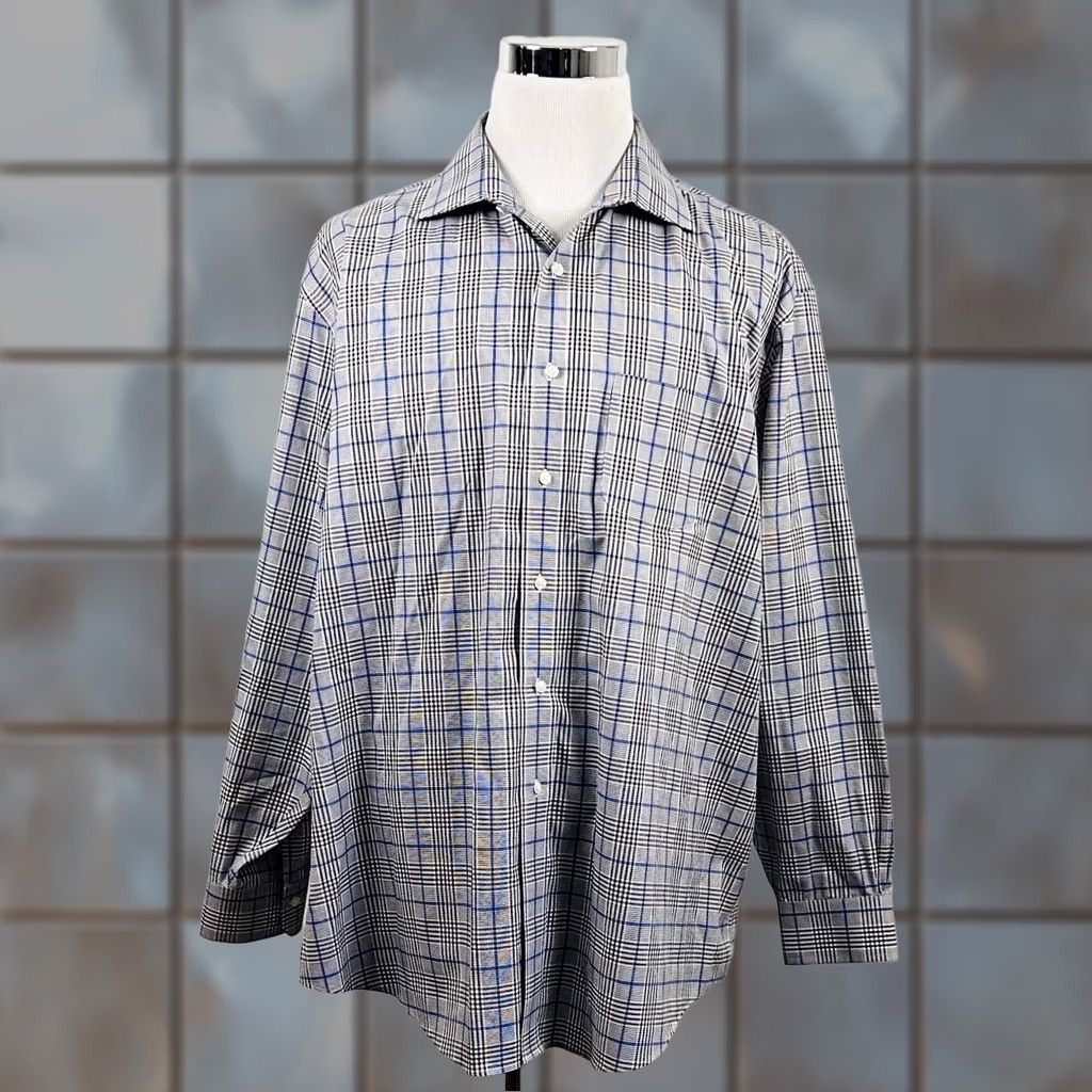 Brooks Brothers Brooks Brothers Dress Shirt Plaid Brown Blue 18 35 Traditional Non-Iron Regular Collar Spread Cuff Mens Size 48R - 1 Thumbnail