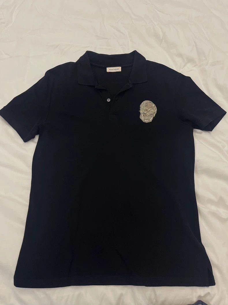 Alexander McQueen Alexander McQUEEN Black Polo Shirt with Embroidery- DMC Size US M / EU 48-50 / 2 - 1 Thumbnail