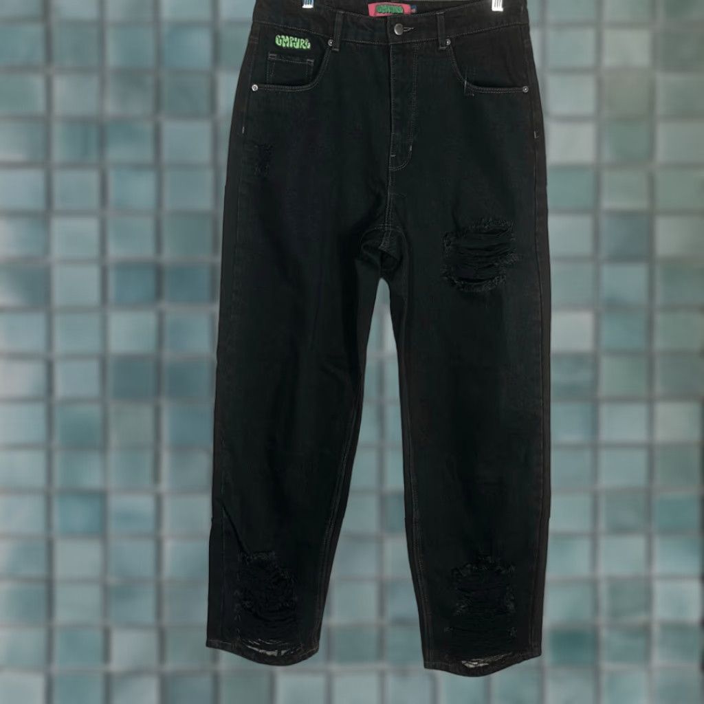 Empyre Empyre Jeans Womens Baggy Distressed Black 8 Jeans Women Skate Loose Fit Pants 31in Inseam Mens? Women? Size 30" / US 8 / IT 44 - 1 Thumbnail