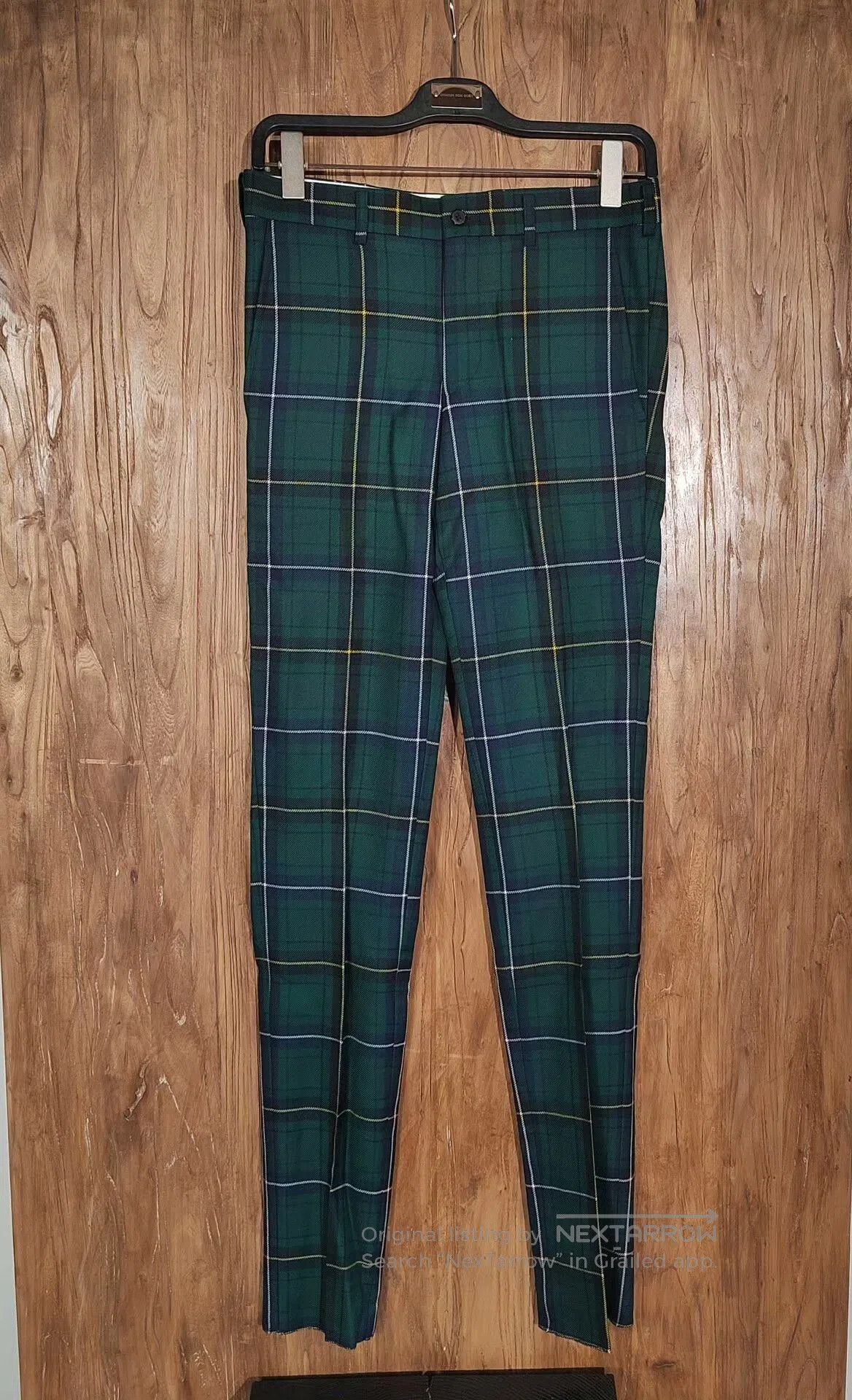 Comme des Garcons Homme Plus COMME des GARÇONS Plaid Trousers in Green. Size 24" / US 00 / IT 34 - 1 Thumbnail