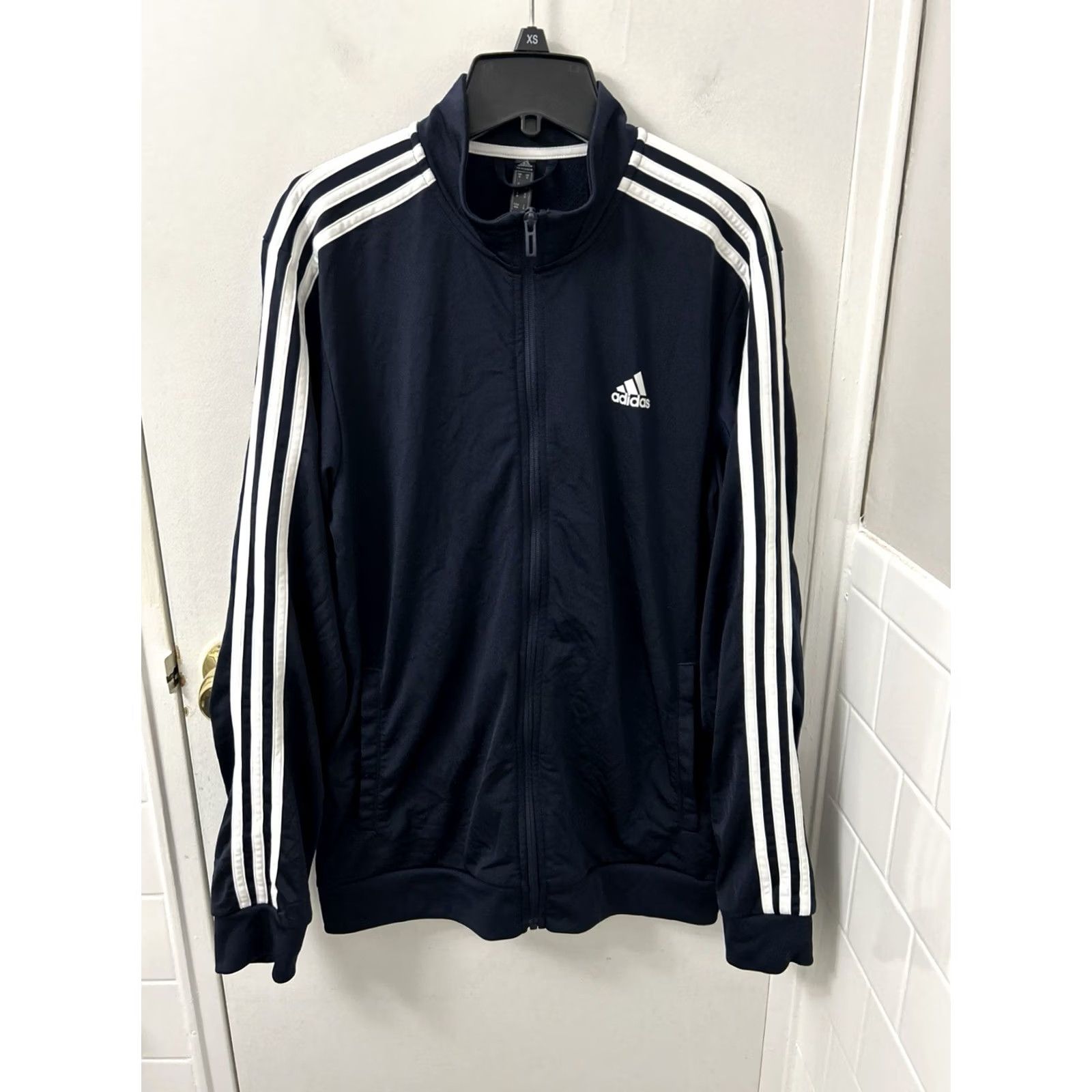 Adidas Adidas Track Jacket Mens M Navy Blue Primegreen Full Zip White Stripes Shirt Size US M / EU 48-50 / 2 - 2 Thumbnail