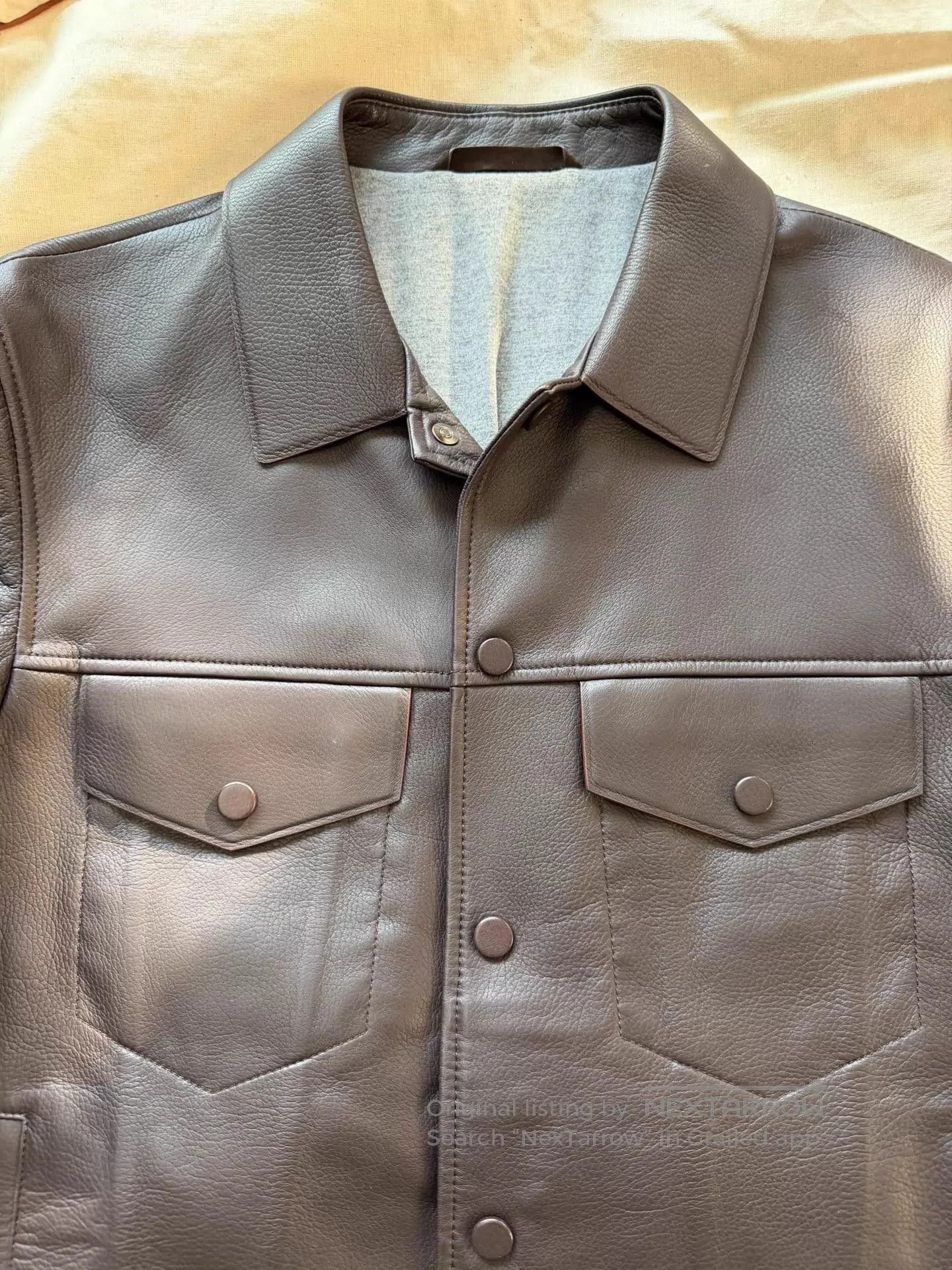 Cesare Attolini Black Leather Jacket with Button Front - Size M. Size US M / EU 48-50 / 2 - 5 Thumbnail