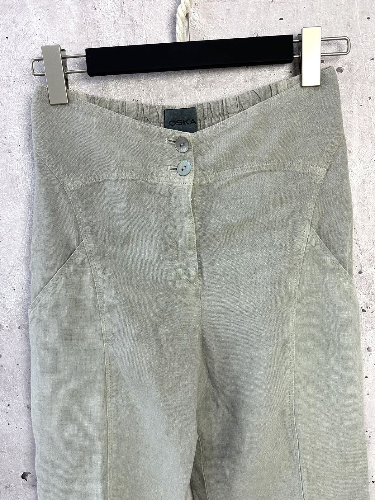 If Six Was Nine Vintage OSKA Linen Japanese Grey Pants Size 30" / US 8 / IT 44 - 2 Thumbnail