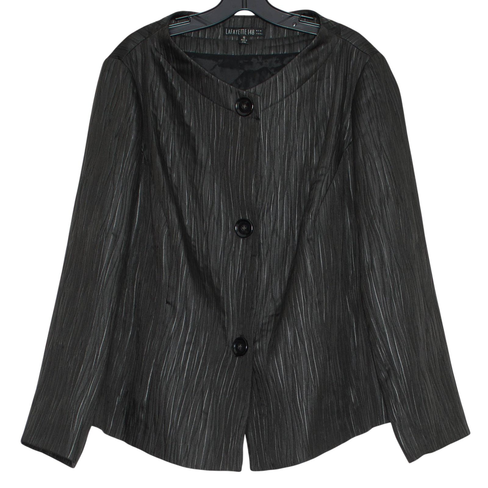 Lafayette 148 Lafayette 148 Jacket Black Crinkle 16 Button Up Minimalist Size XXL / US 16-18 / IT 52-54 - 1 Thumbnail
