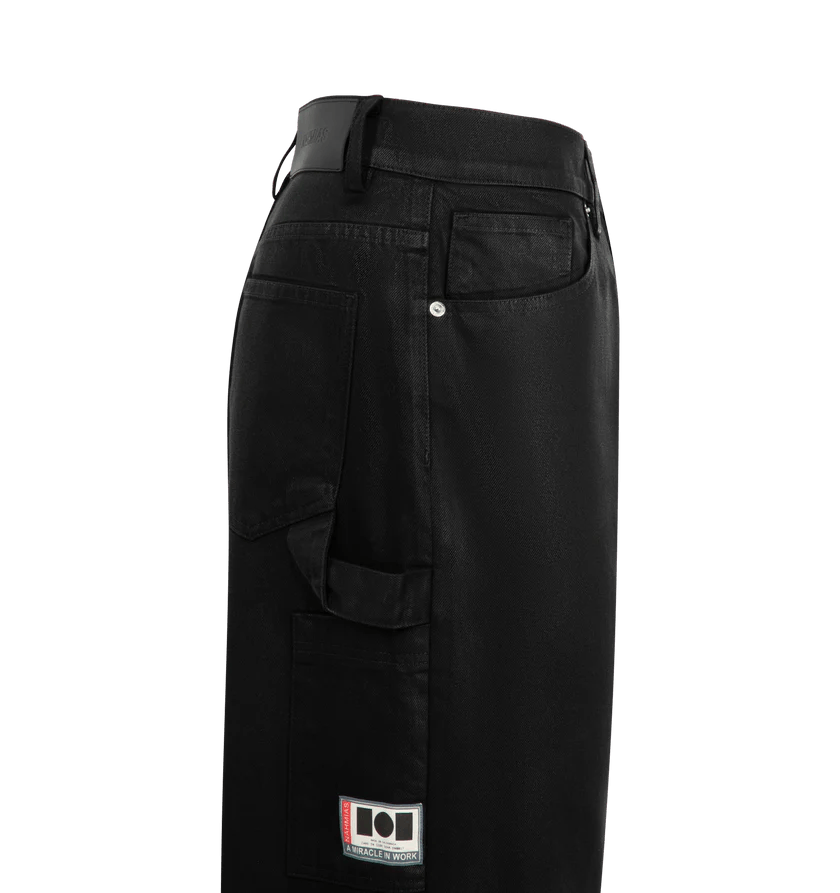 Nahmias o1h1sh11225 Waxed Denim Baggy Jean in Black Size US 38 / EU 54 - 3 Thumbnail