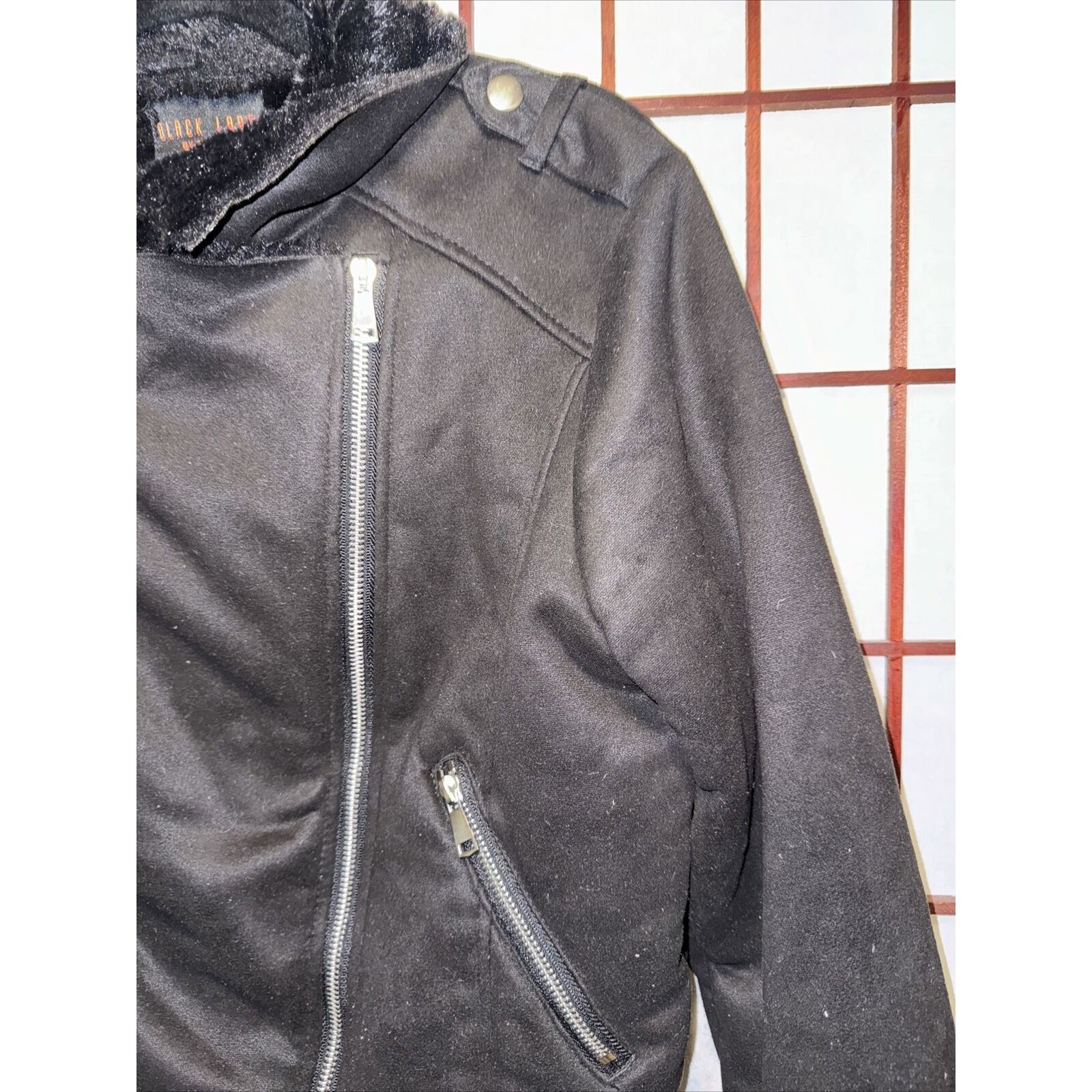 Black Label Black Label Cropped Biker Jacket Black Faux Suede Faux Shear Size L / US 10 / IT 46 - 5 Thumbnail