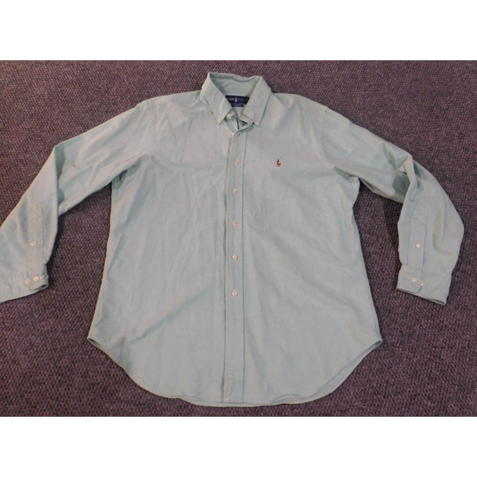 Ralph Lauren Ralph Lauren Shirt Mens Dress Shirt Button-Down 16.5 Green Cotton Knit Regular Barrel Cuff Size US XL / EU 56 / 4 - 4 Thumbnail