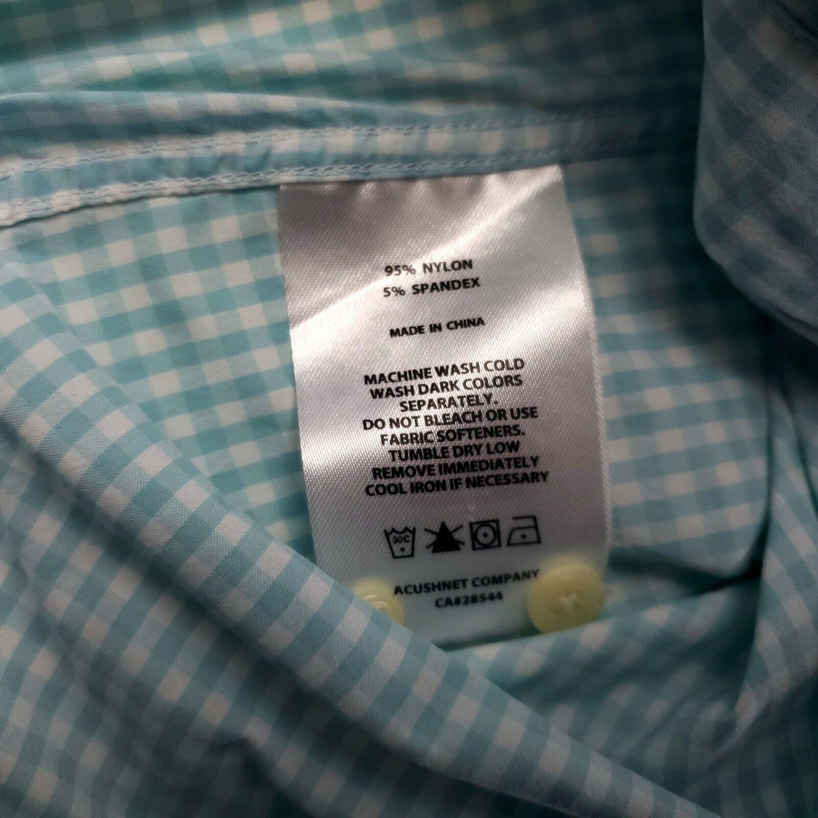 Footjoy FJ Footjoy Teal Check Small Button Down Nylon Spandex Size US S / EU 44-46 / 1 - 7 Thumbnail