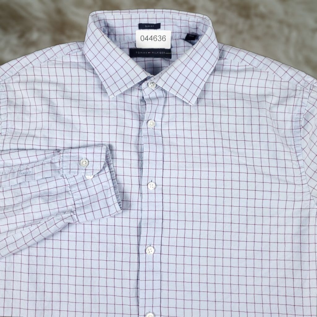 Tommy Hilfiger Tommy Hilfiger Button-Up Shirt Mens Large Blue Check Long Sleeve Casual Modern Size US L / EU 52-54 / 3 - 1 Thumbnail
