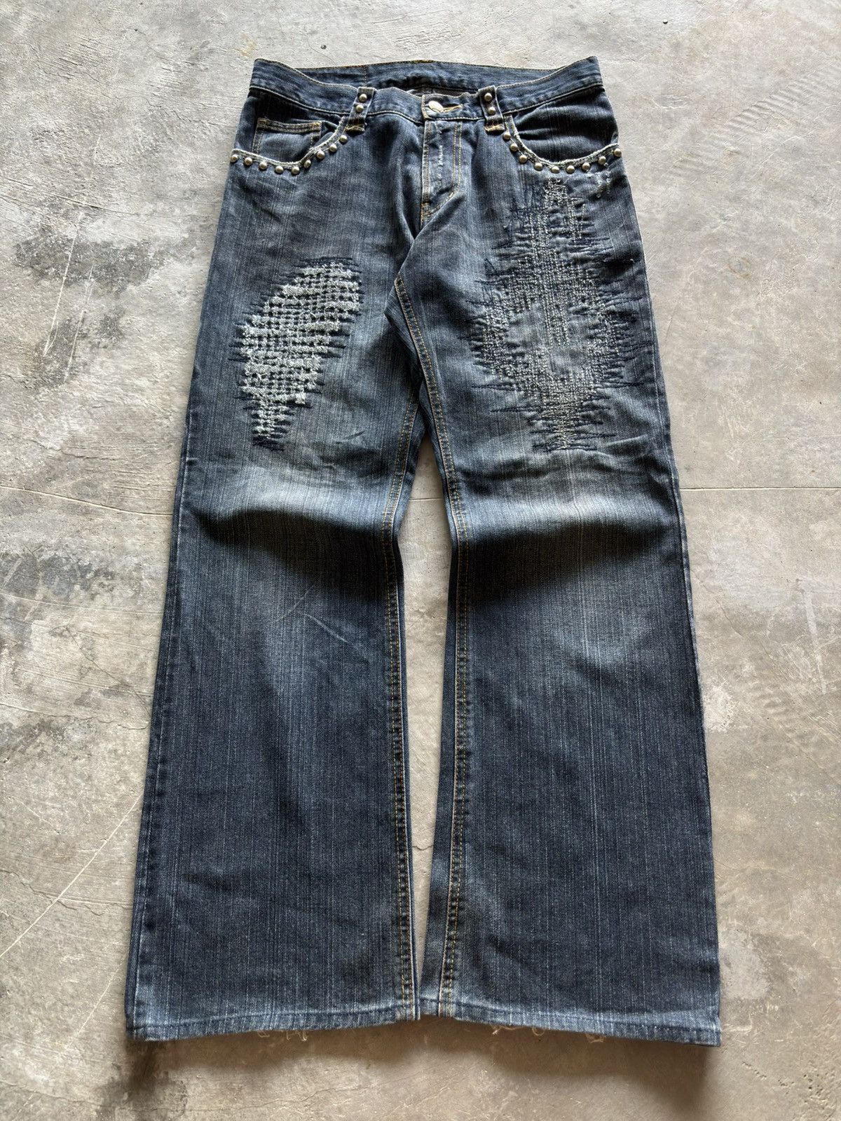 If Six Was Nine CUSTOM CULTURE distressed flare sashiko boro kapital style Size US 30 / EU 46 - 1 Thumbnail