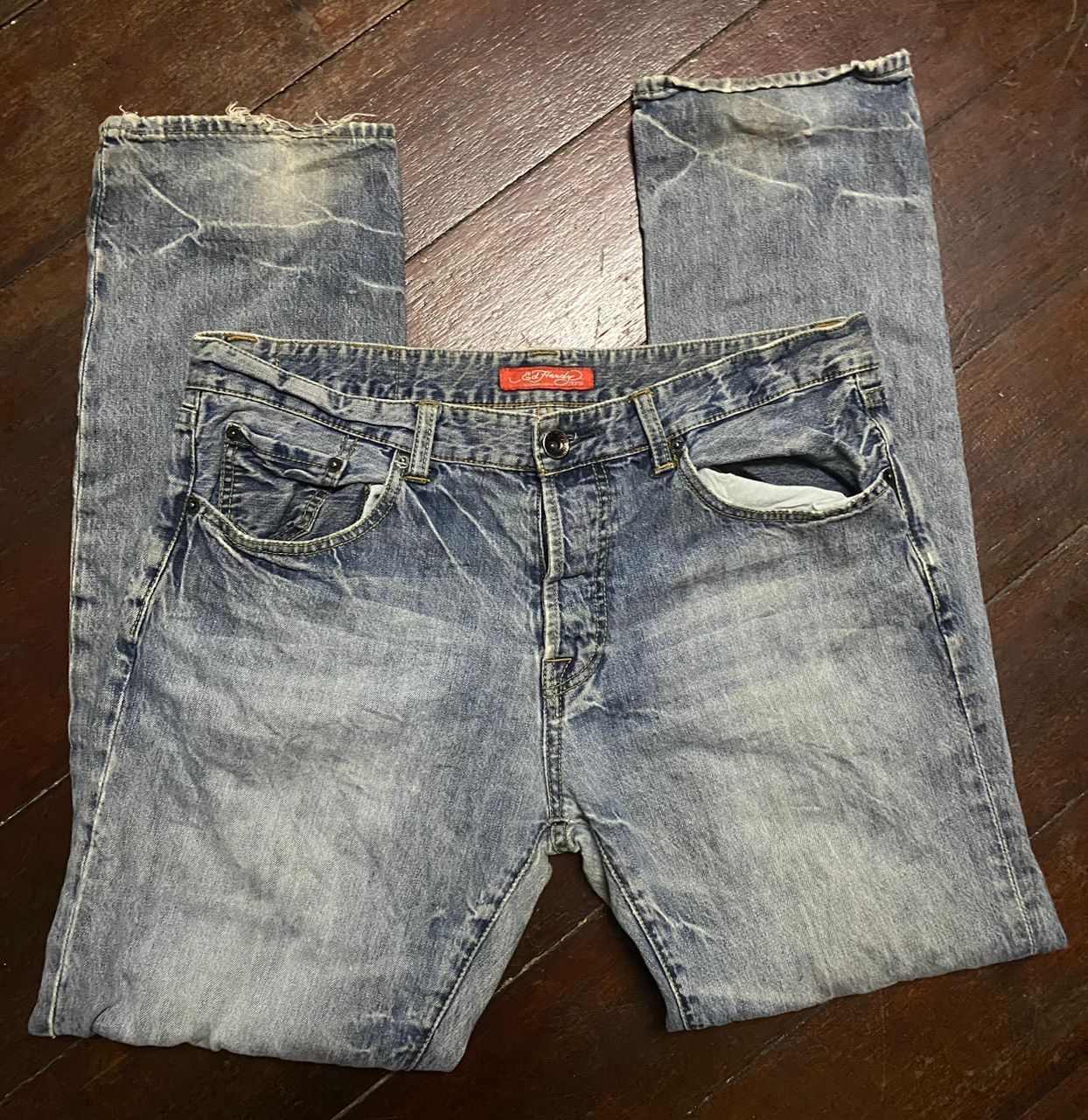 Christian Audigier × Ed Hardy Ed hardy distressed denim jeans pants size 34/35 Size US 35 - 3 Thumbnail