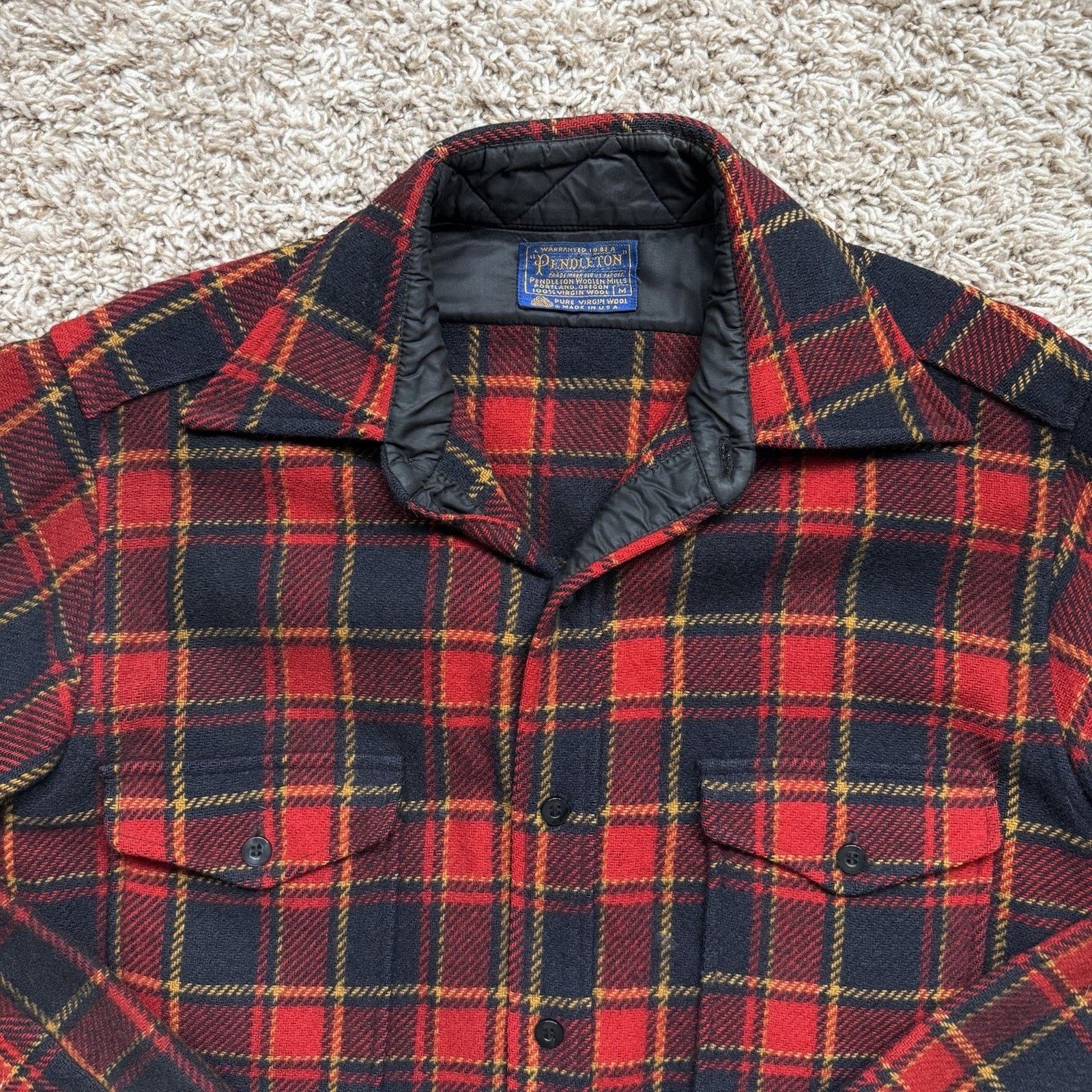 Pendleton × Vintage Vintage Pendleton Thick Wool Shacket Flannel Shirt Red Plaid Size US M / EU 48-50 / 2 - 7 Thumbnail