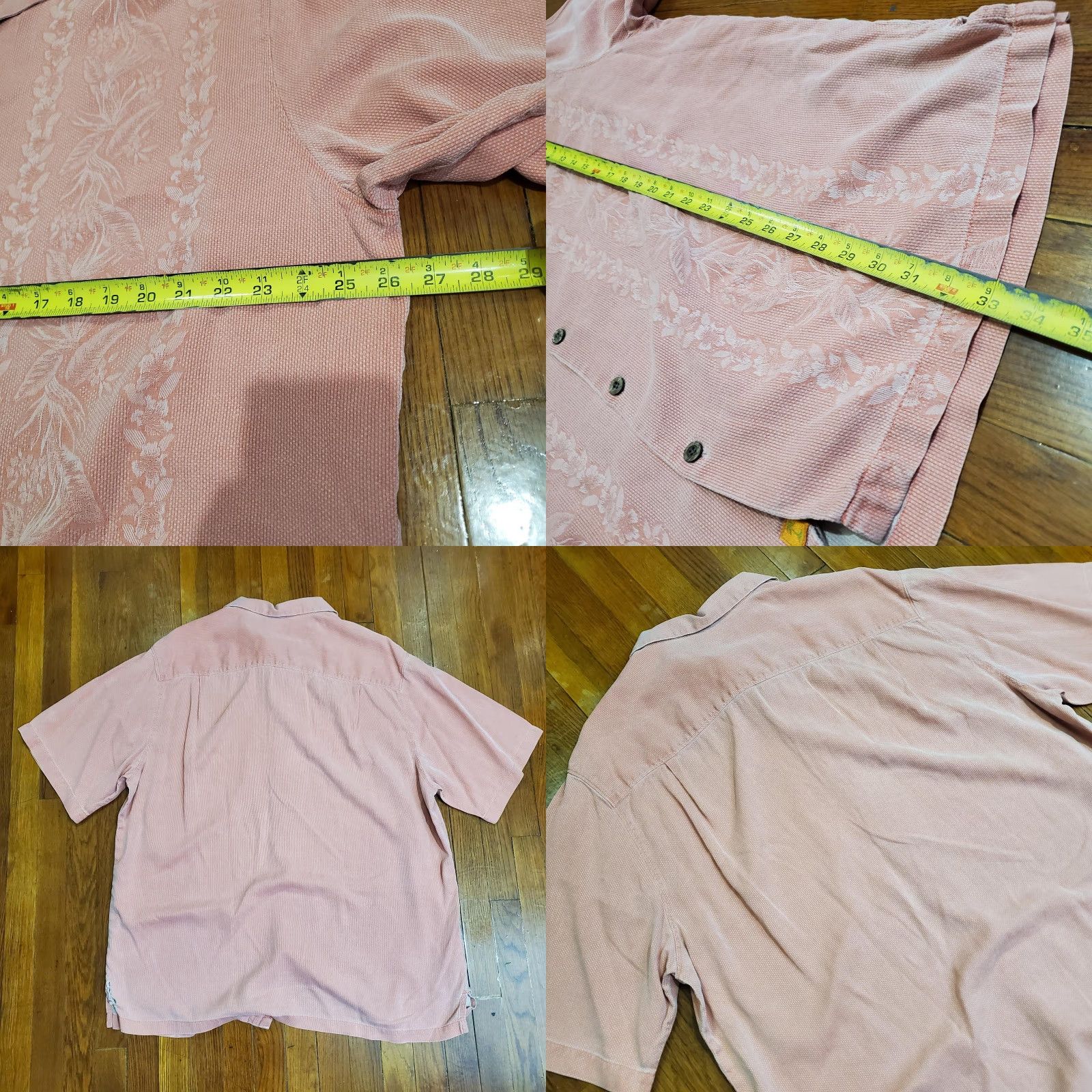 Tommy Bahama Tommy Bahama Shirt Mens XLT Pink Silk Embroidered Floral Camp Button-Up Short Sleeve Tropical Size US XL / EU 56 / 4 - 8 Thumbnail