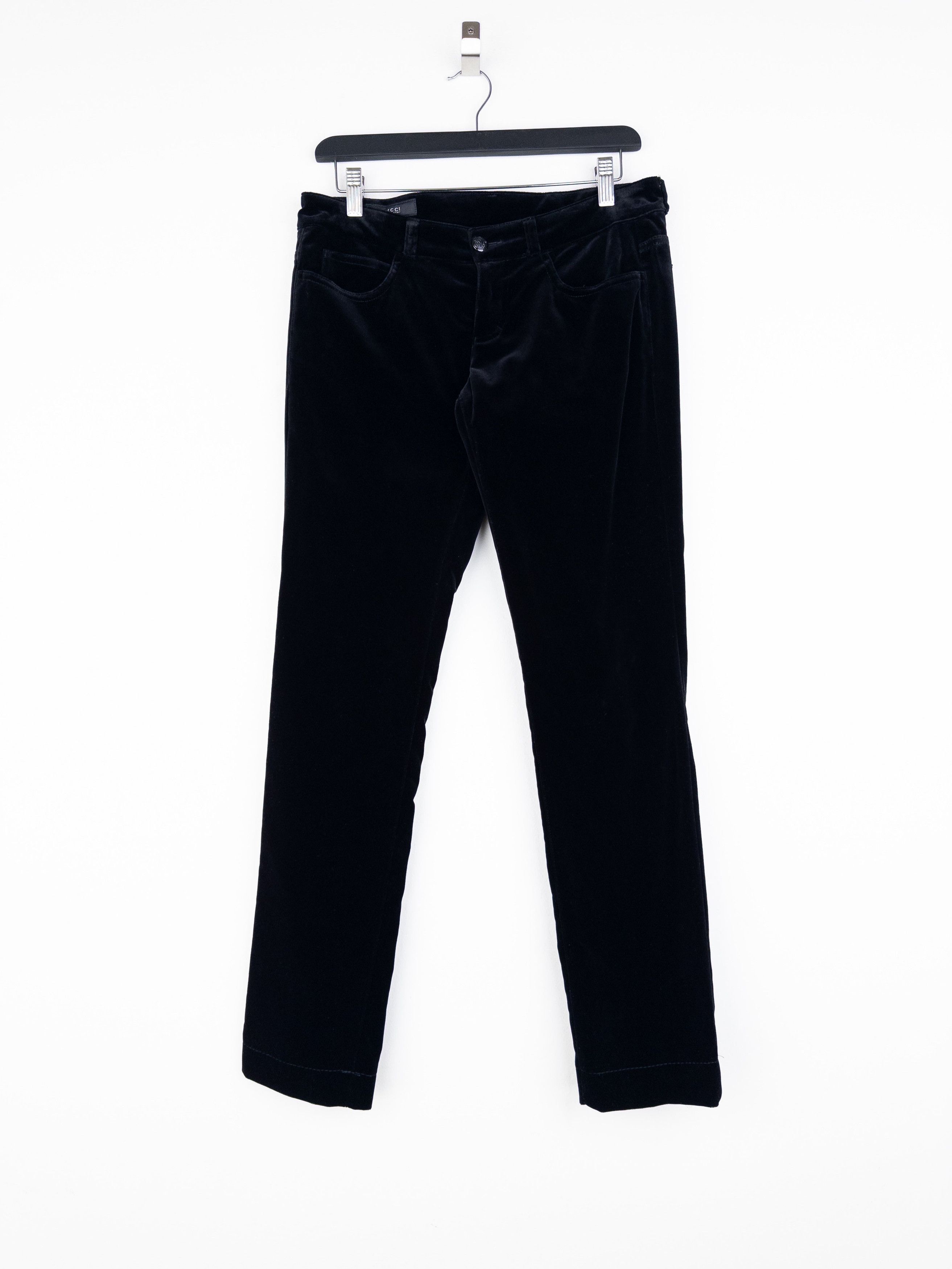 Gucci by Tom Ford AW01 Logo-Embroidered Flared Velvet Pants Size 27" / US 4 / IT 40 - 1 Thumbnail