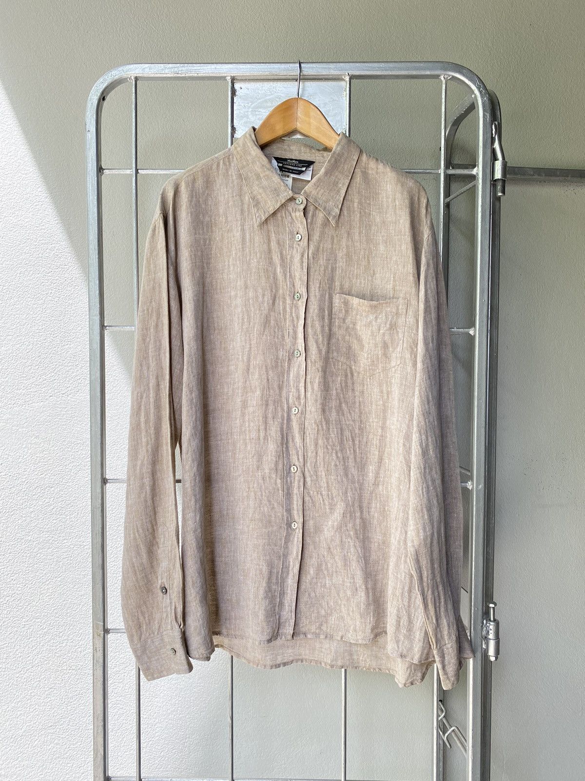 Weekend Max Mara MaxMara WEEKEND Beige Linen Button-Up Shirt Size ONE SIZE - 13 Thumbnail