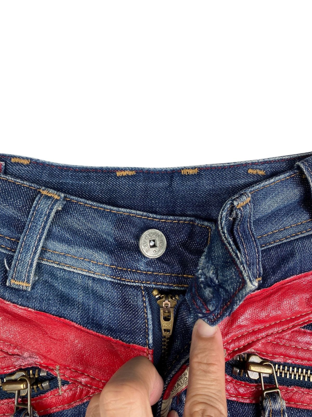 Marithe + Francois Girbaud Marithé François Girbaud Crossed Red Enamel Tape Denim Jeans Size US 30 / EU 46 - 9 Thumbnail