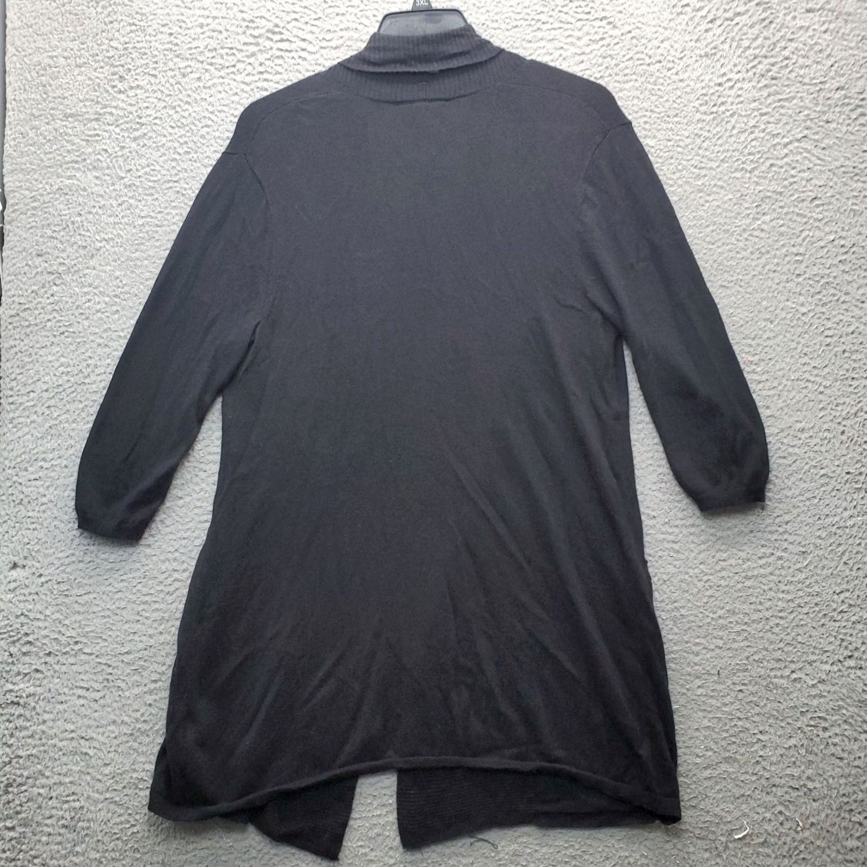 Vintage Lane Bryant Cardigan Women Black Draped Pocket Open Waterfall Front Size 10/12 Size L / US 10 / IT 46 - 2 Thumbnail
