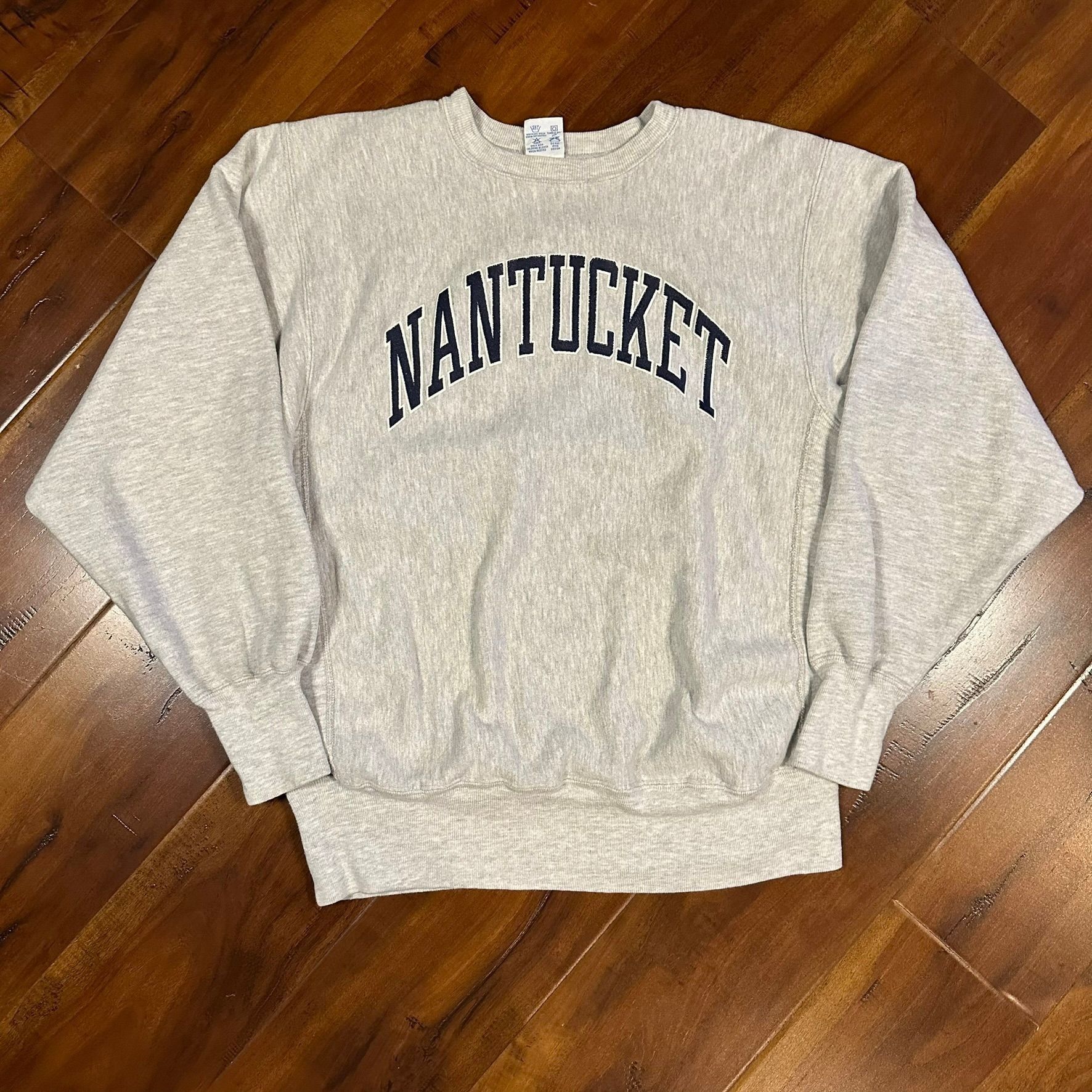 image of American College x Champion Reverse Weave Vintage Nantucket Sweatshirt Mens Siz in Grey (Size Large