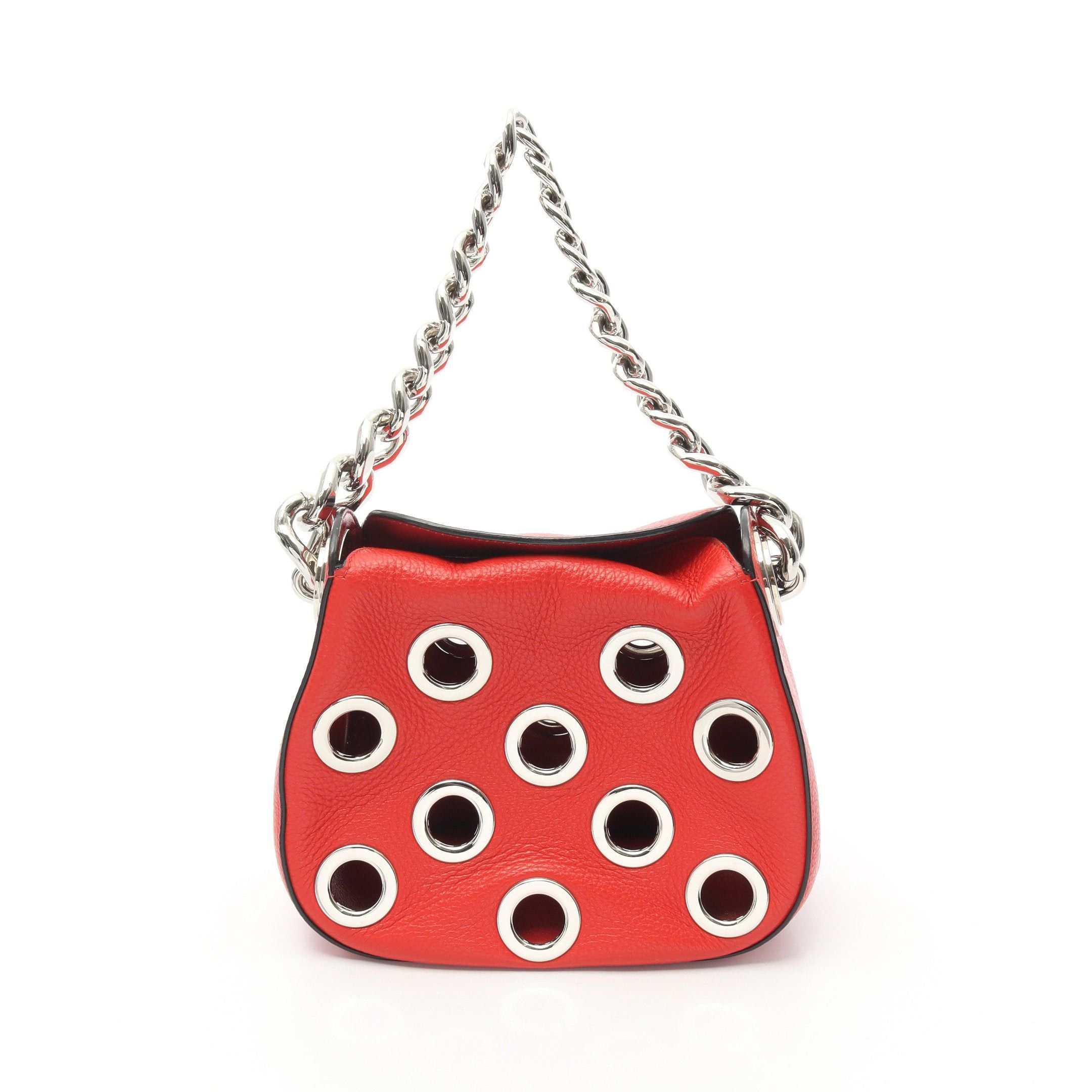 Prada Prada Chain Handbag Eyelet Red Size ONE SIZE - 1 Thumbnail