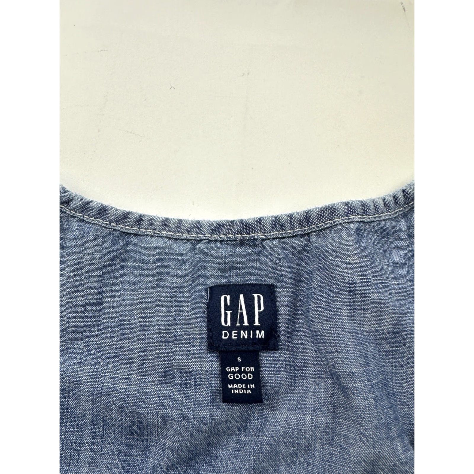 Gap Gap Blue Denim Dress Womens Small Puff Sleeve Lace-Up Shift With Pockets Size S / US 4 / IT 40 - 5 Thumbnail